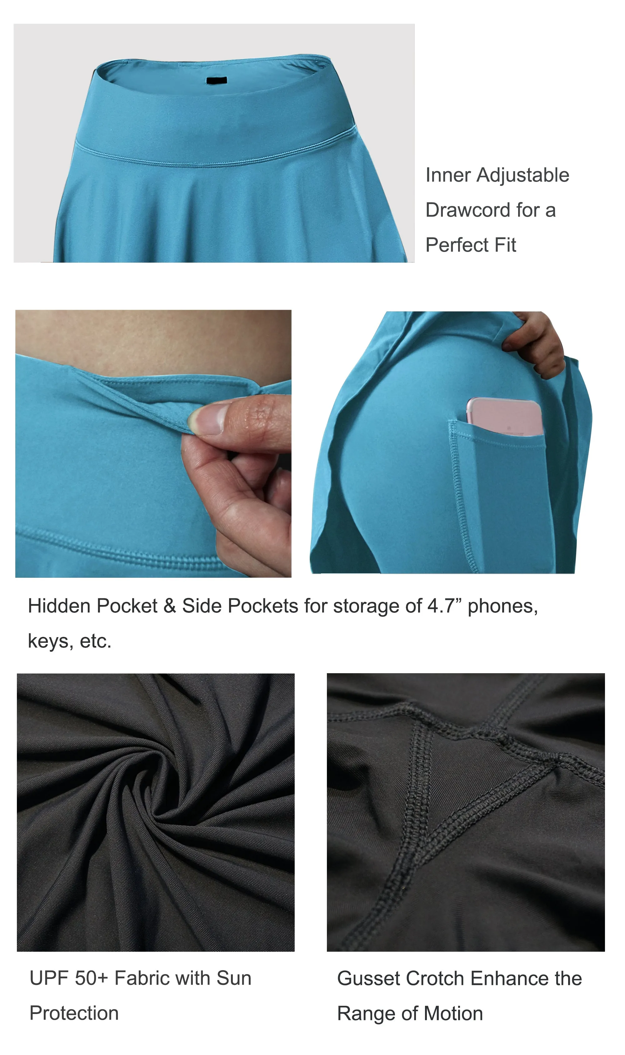 19" Capris Tennis Golf Skirted Leggings with Pockets blue_yogastudio