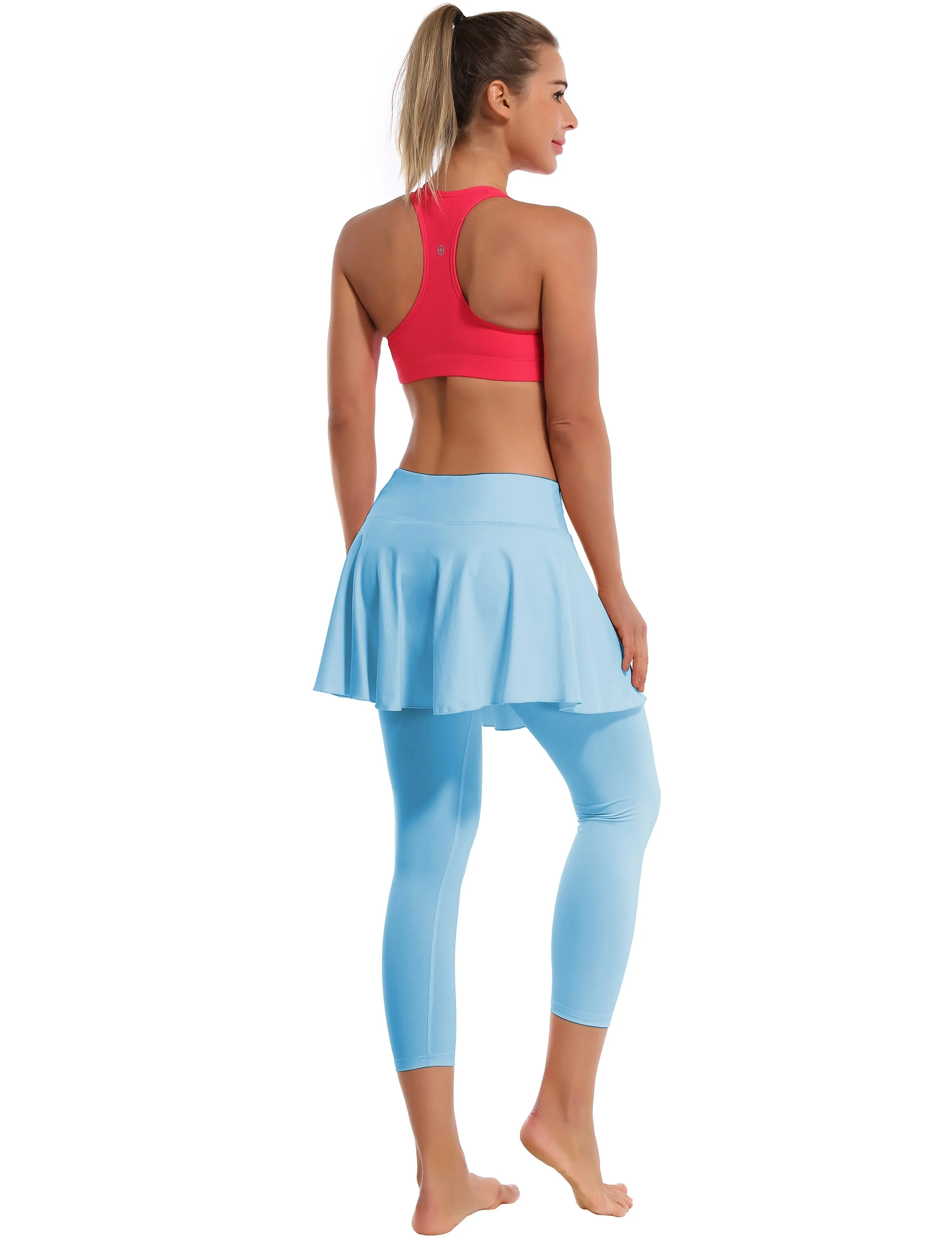 19" Capris Tennis Golf Skirted Leggings with Pockets blue_yogastudio