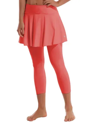 19" Capris Tennis Golf Skirted Leggings with Pockets coral_Jogging