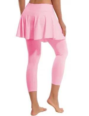 19" Capris Tennis Golf Skirted Leggings with Pockets lightpink_yogastudio