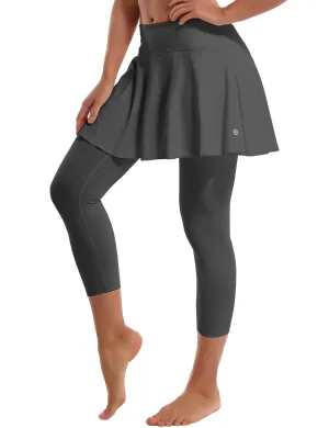 19" Capris Tennis Golf Skirted Leggings with Pockets shadowcharcoal_Tall Size
