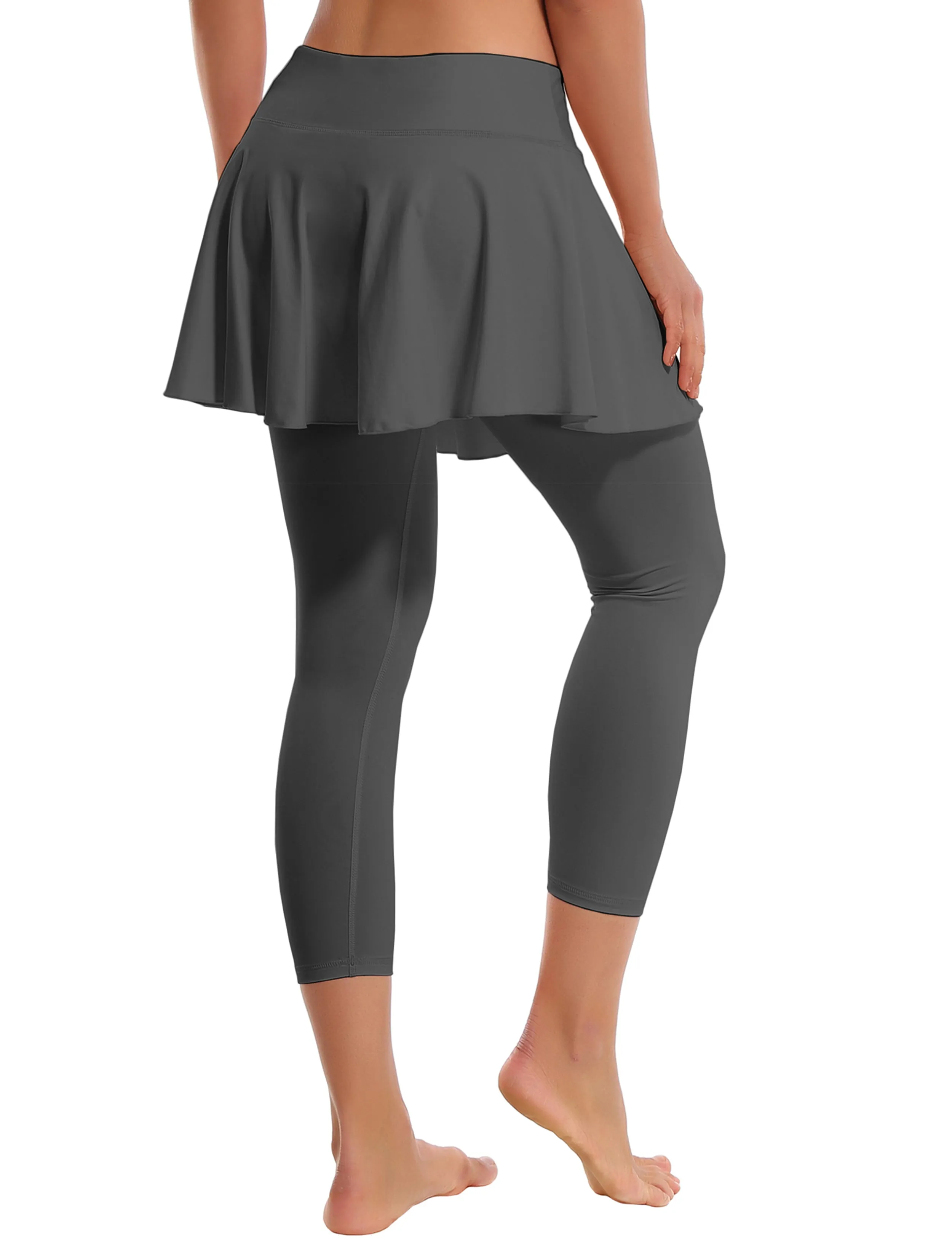 19" Capris Tennis Golf Skirted Leggings with Pockets shadowcharcoal_Tall Size
