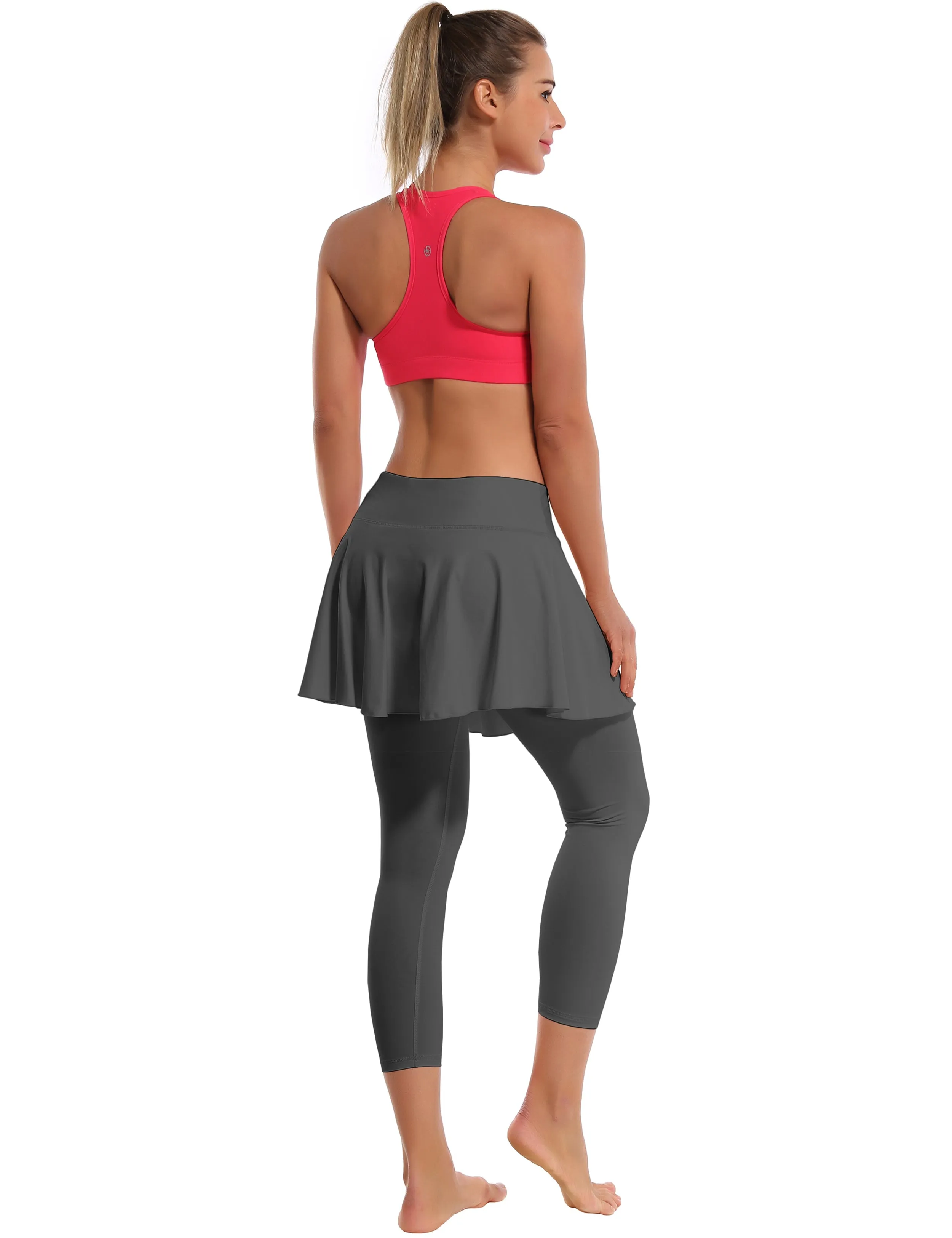 19" Capris Tennis Golf Skirted Leggings with Pockets shadowcharcoal_Tall Size
