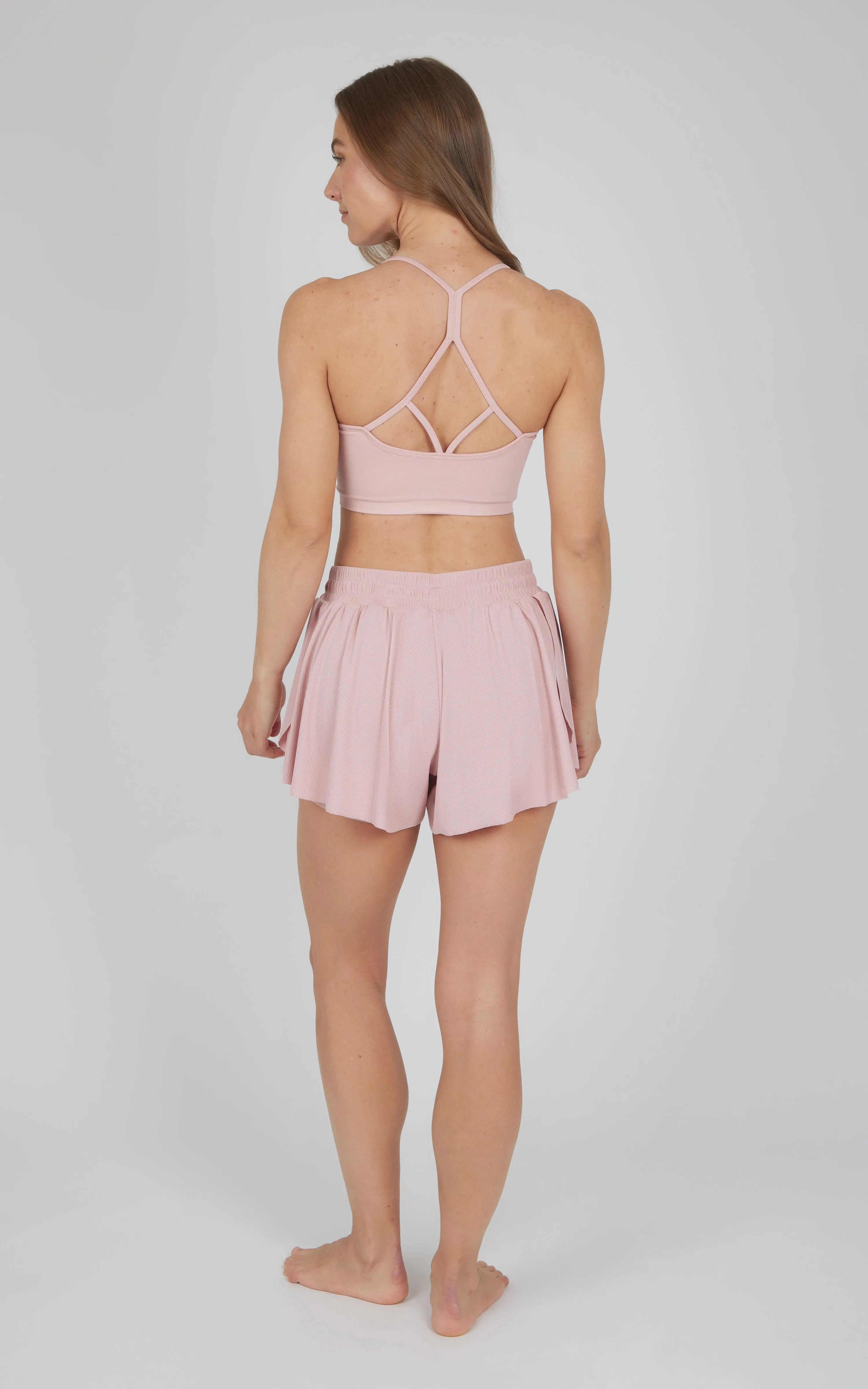 2 PC Seamless Bra and Ribbed 2 in 1 Running Short