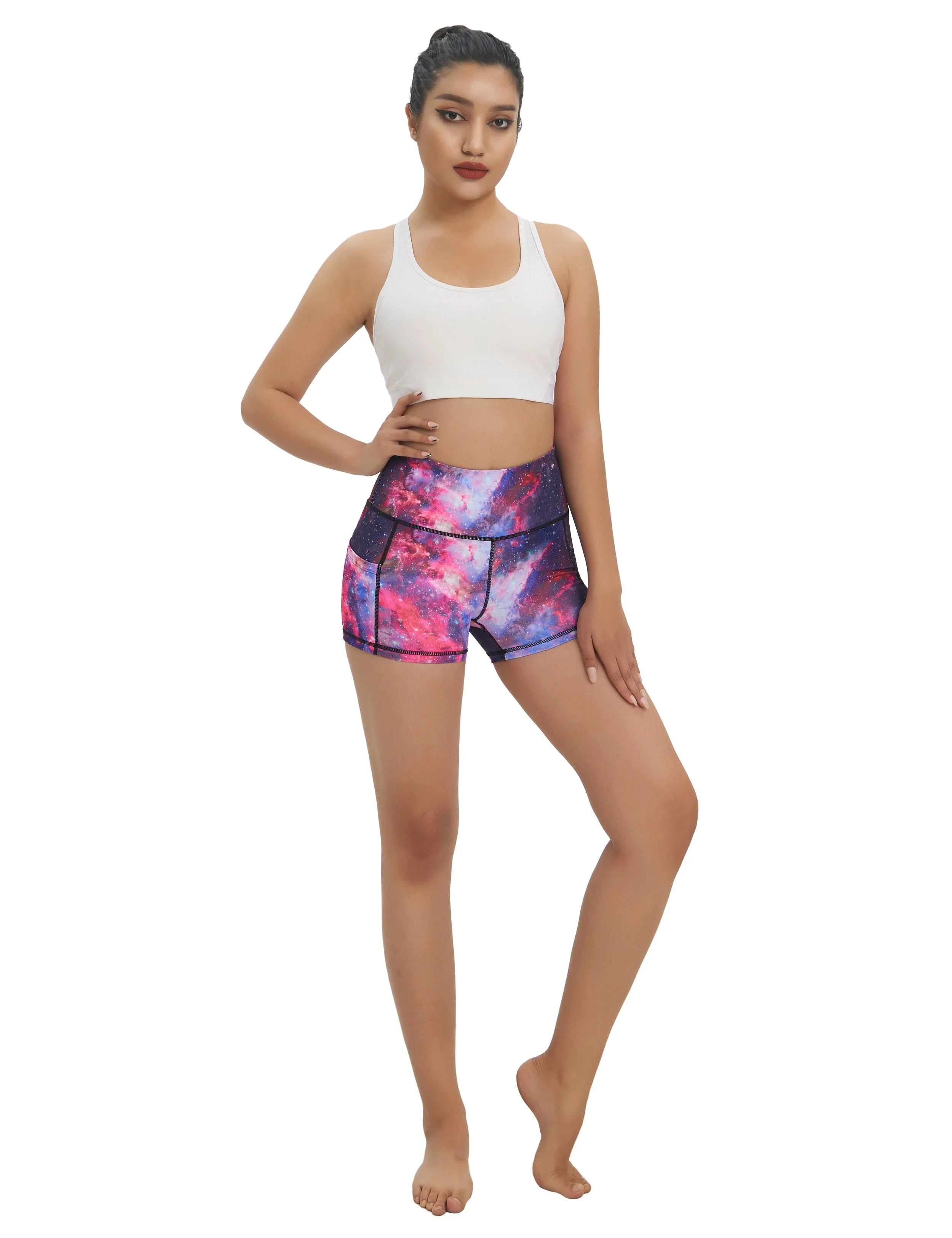 2.5" Printed Side Pockets Gym Shorts galaxy_Gym