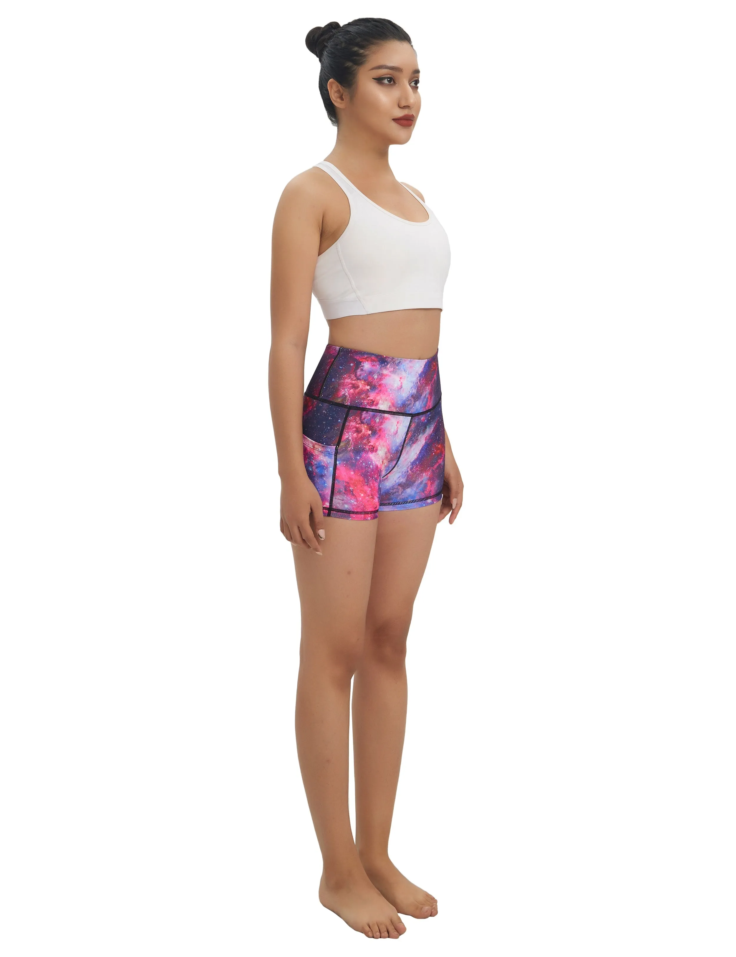2.5" Printed Side Pockets Jogging Shorts galaxy_Jogging