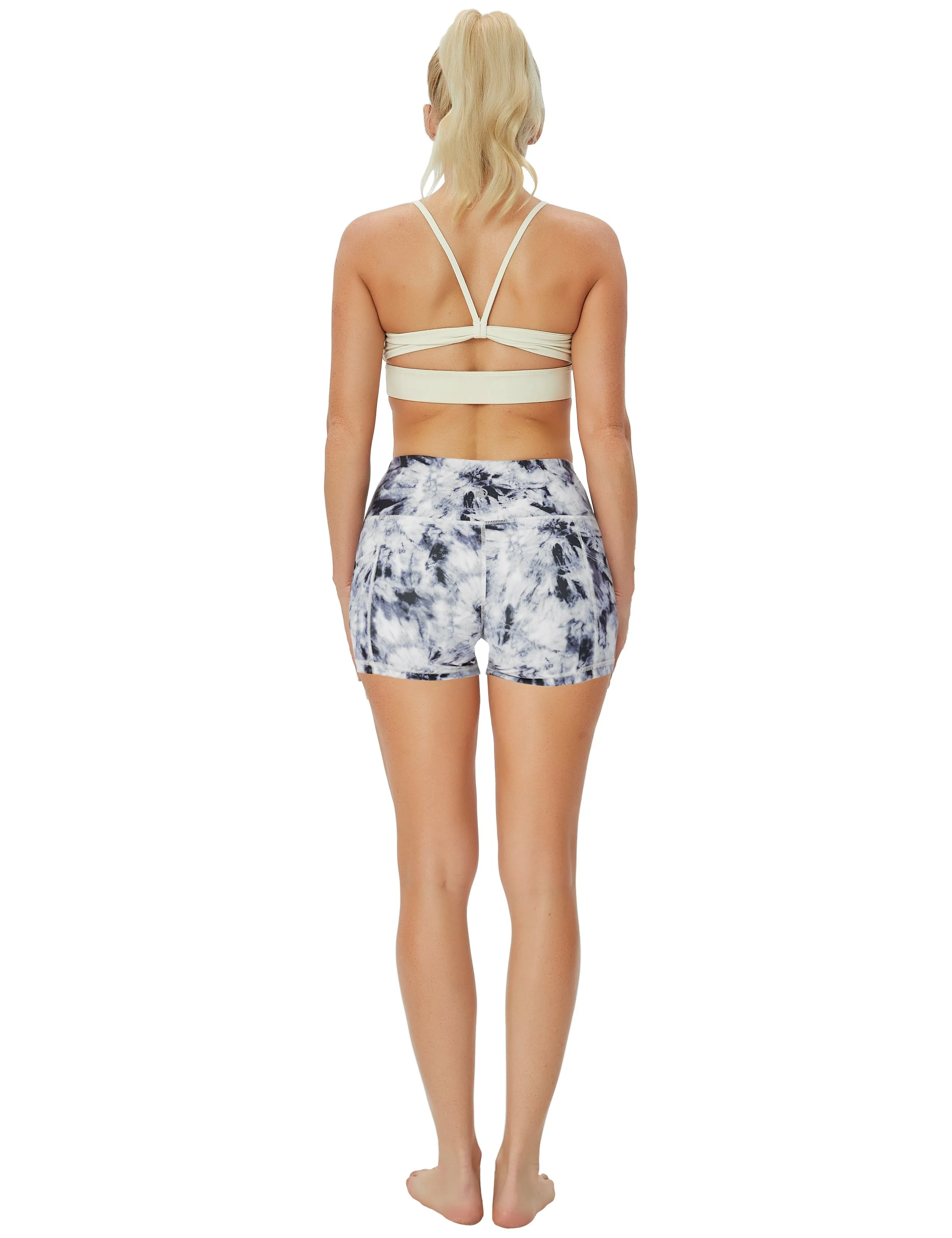 2.5" Printed Side Pockets Pilates Shorts black dandelion_Pilates