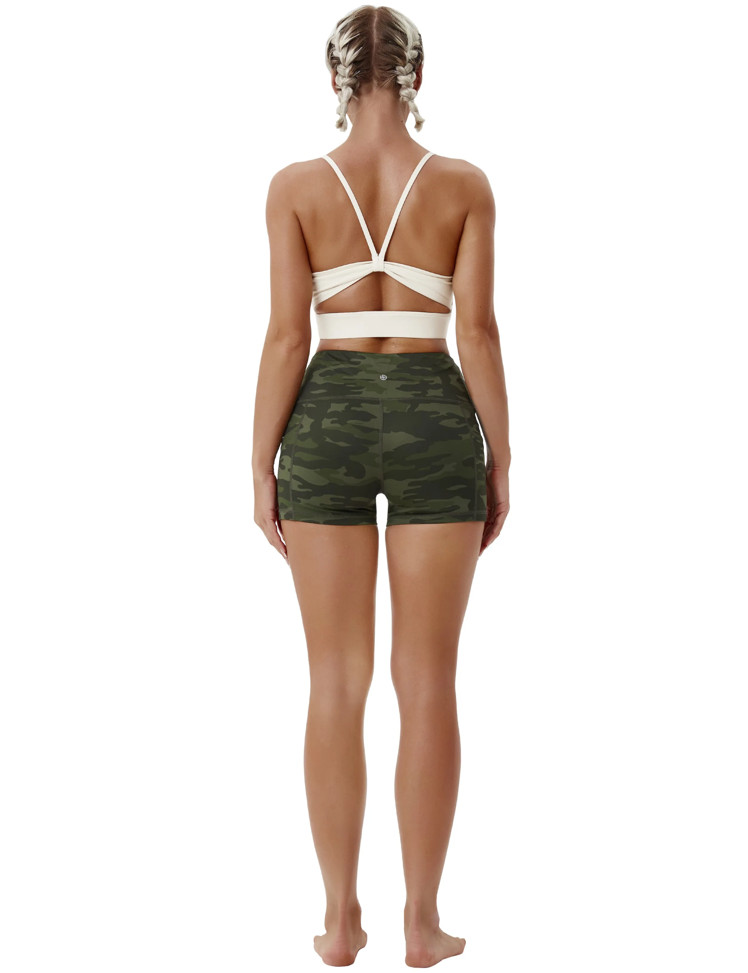 2.5" Printed Side Pockets yogastudio Shorts green camo_yogastudio