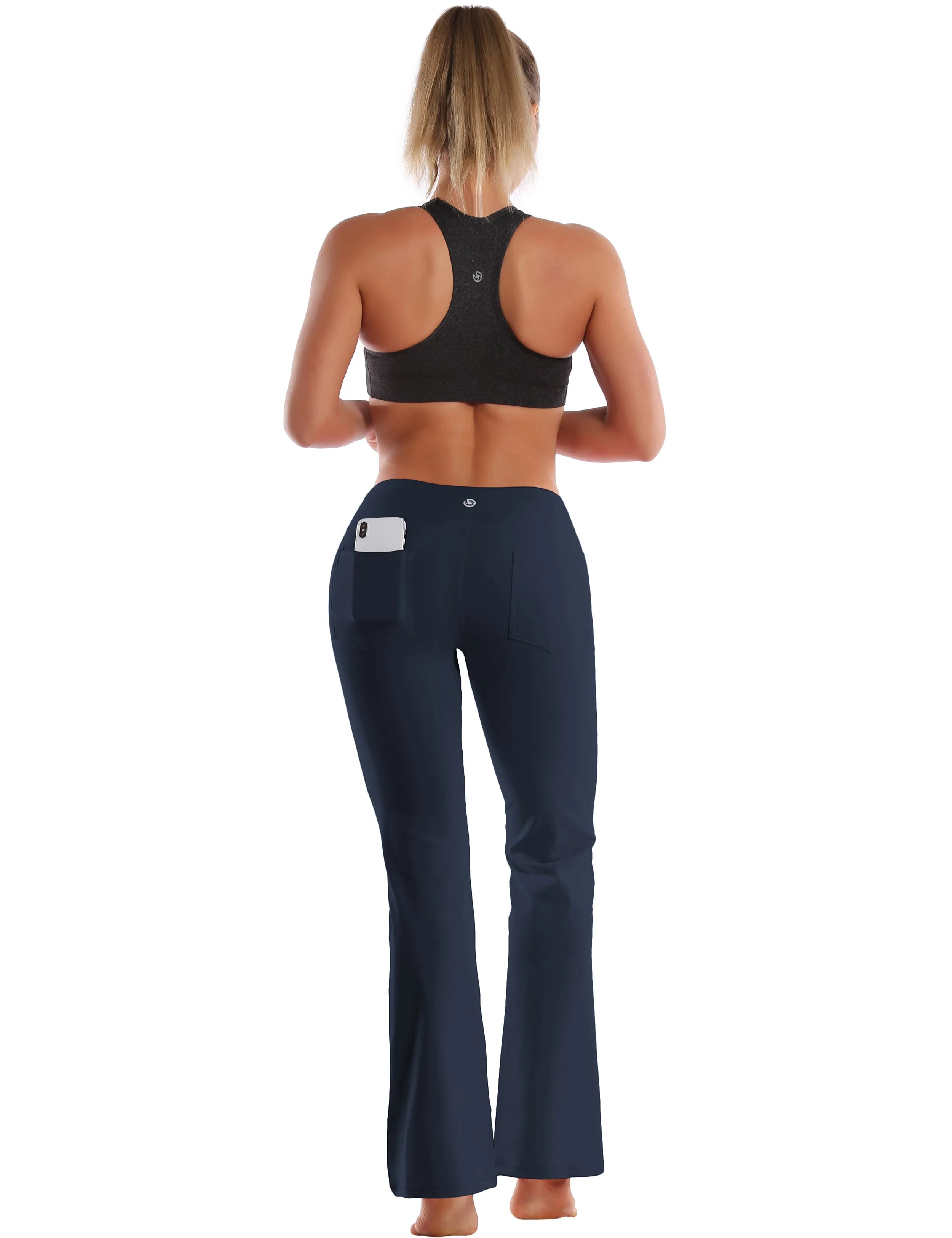 29" 31" 33" 35" 37"  Back Pockets Bootcut Leggings darknavy ins_Biking