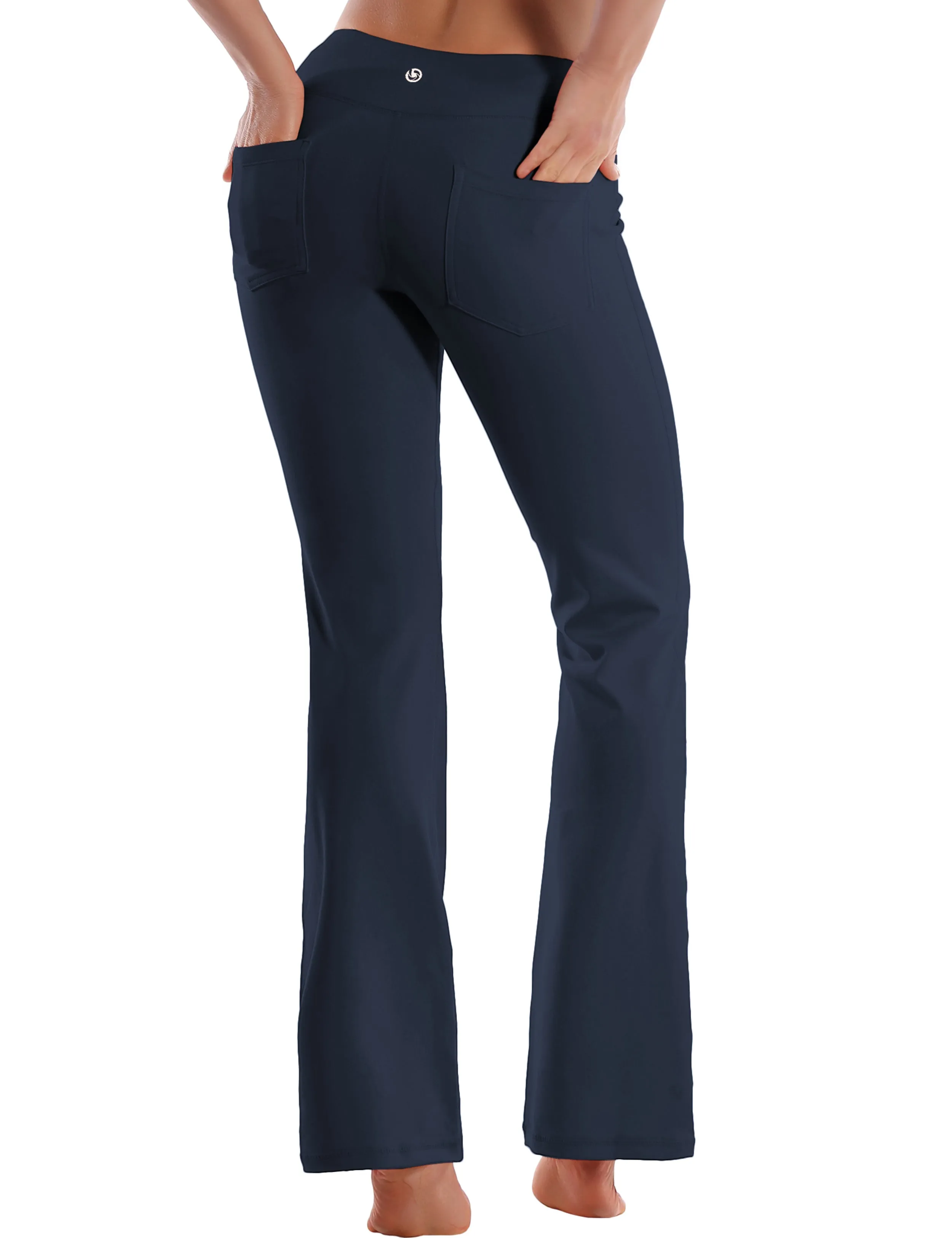 29" 31" 33" 35" 37"  Back Pockets Bootcut Leggings darknavy ins_Biking