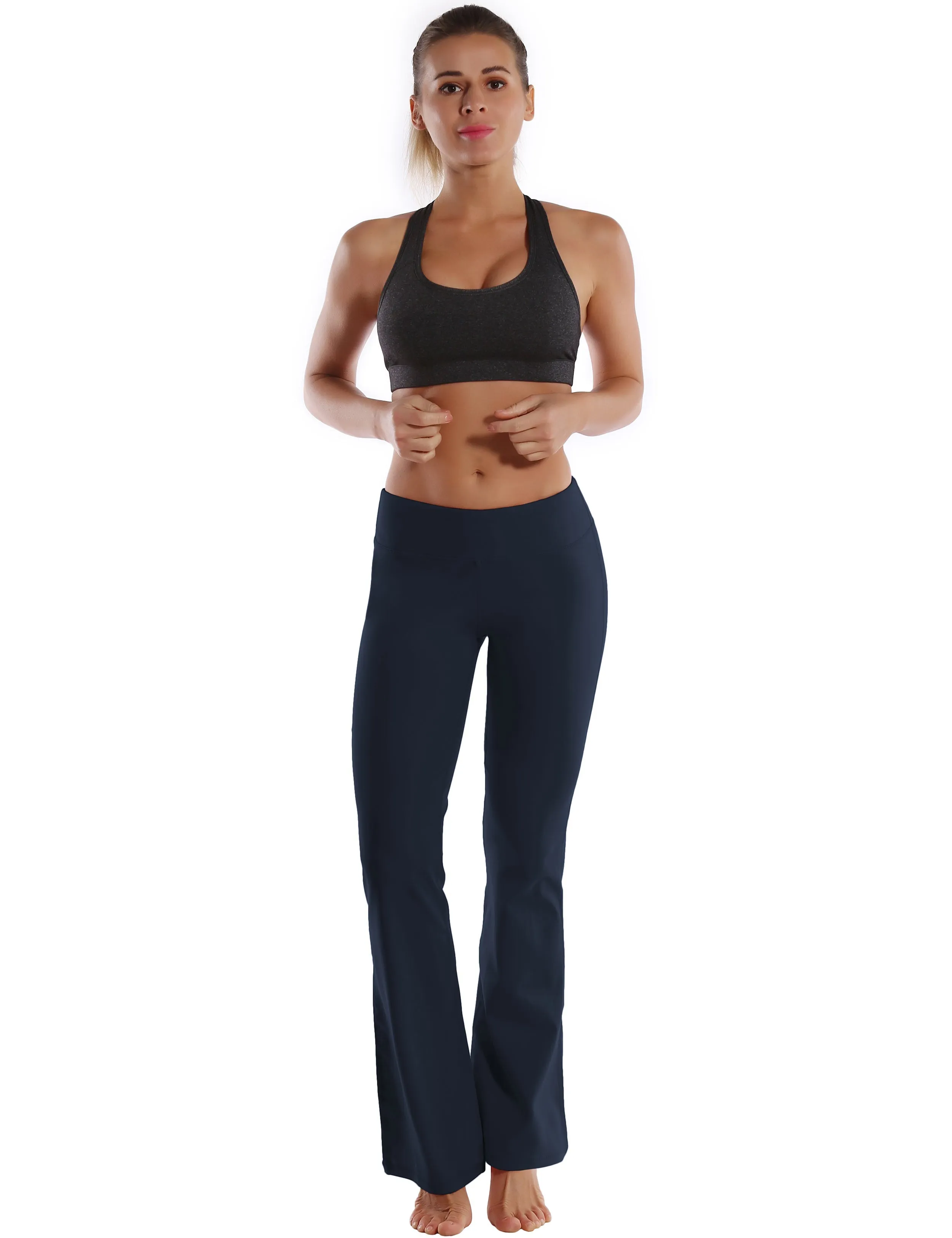 29" 31" 33" 35" 37"  Back Pockets Bootcut Leggings darknavy ins_Biking