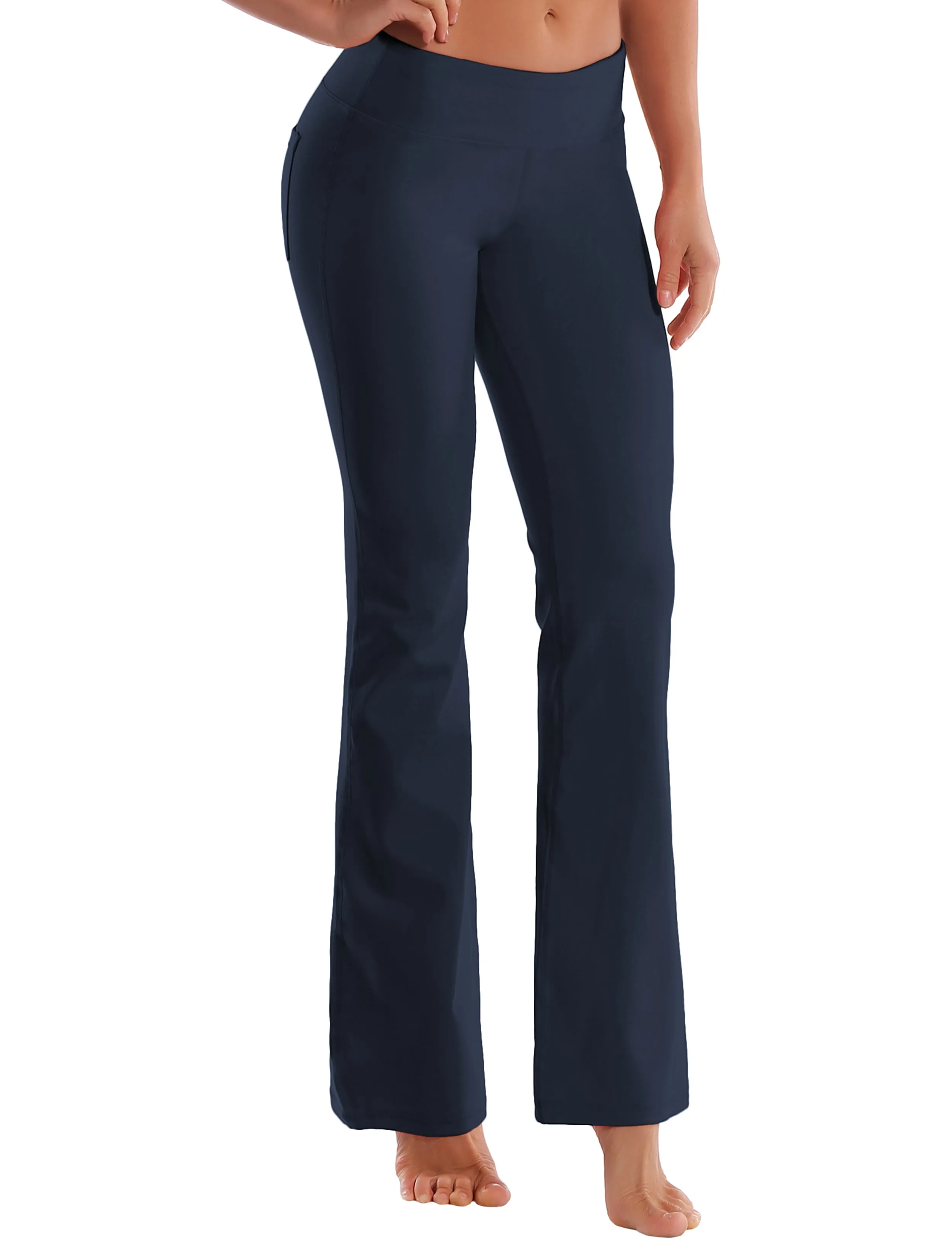 29" 31" 33" 35" 37"  Back Pockets Bootcut Leggings darknavy ins_Biking