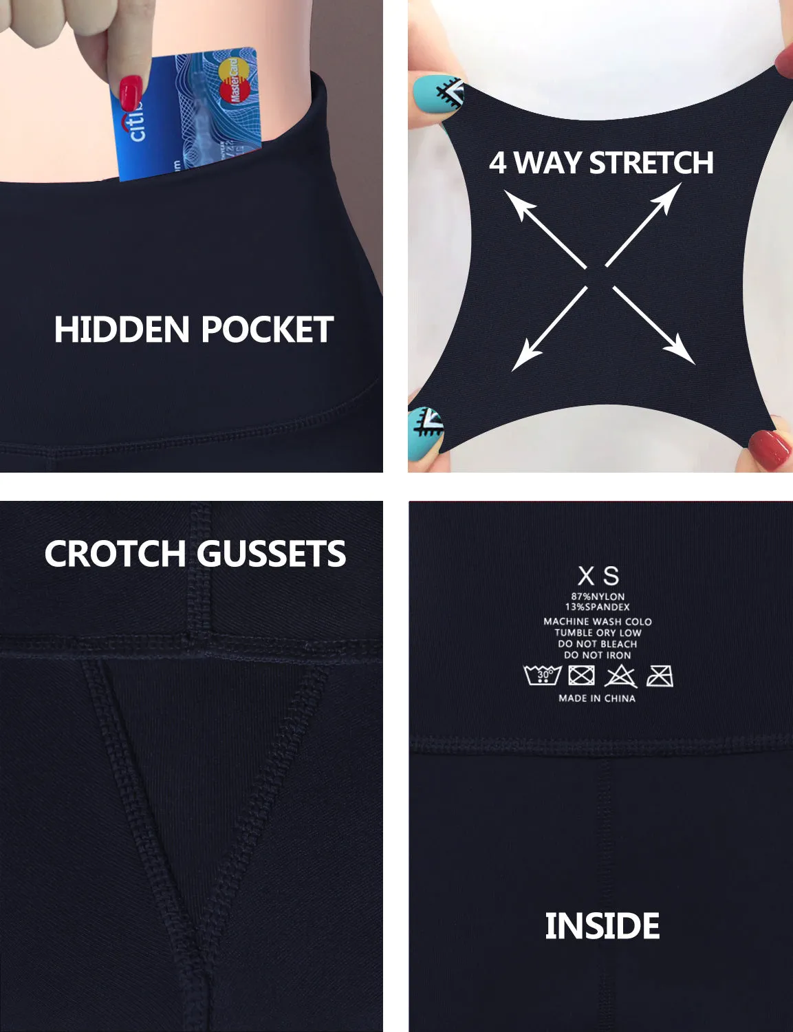 29" 31" 33" 35" 37"  Back Pockets Bootcut Leggings darknavy ins_Gym