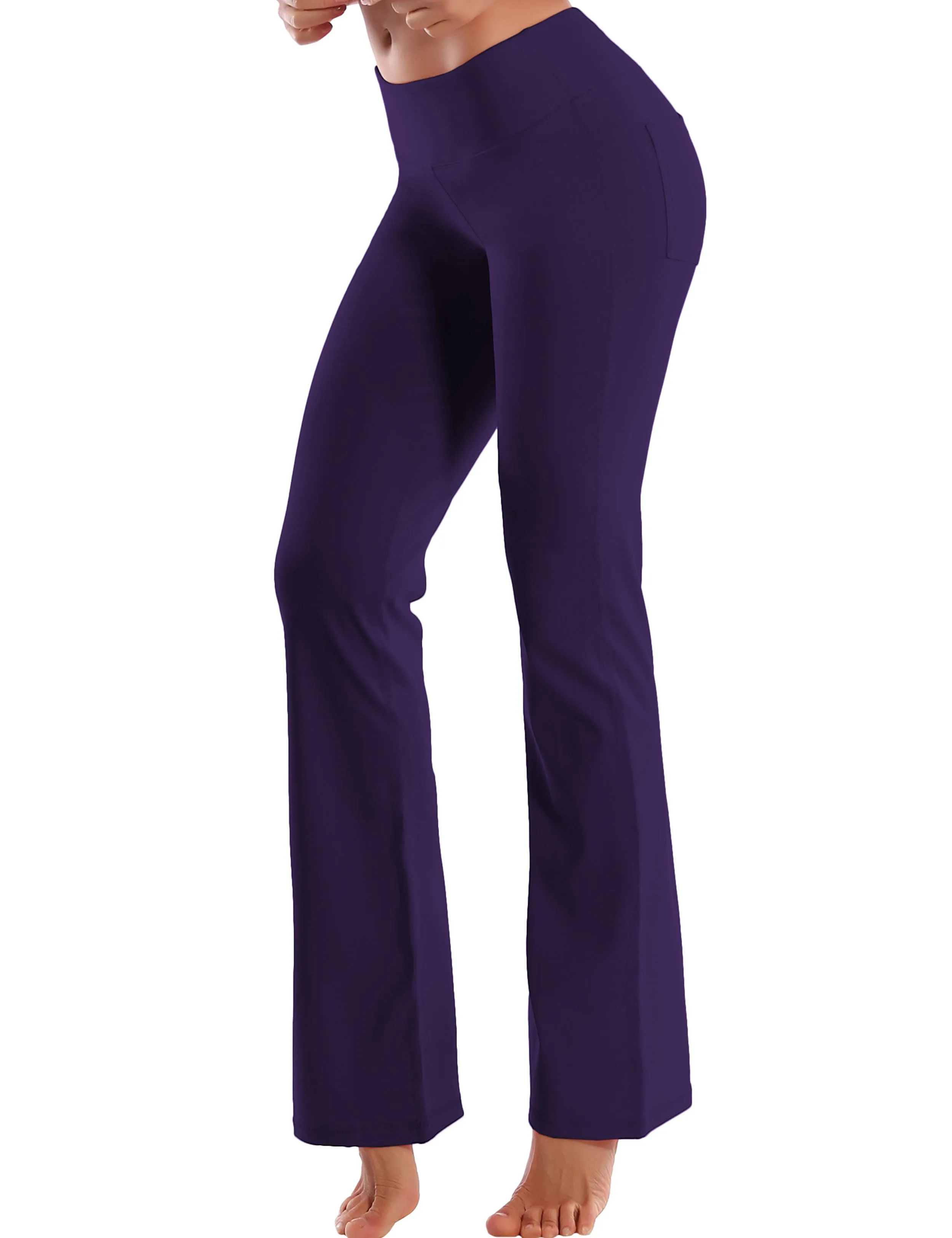 29" 31" 33" 35" 37"  Back Pockets Bootcut Leggings darkpurple_Pilates