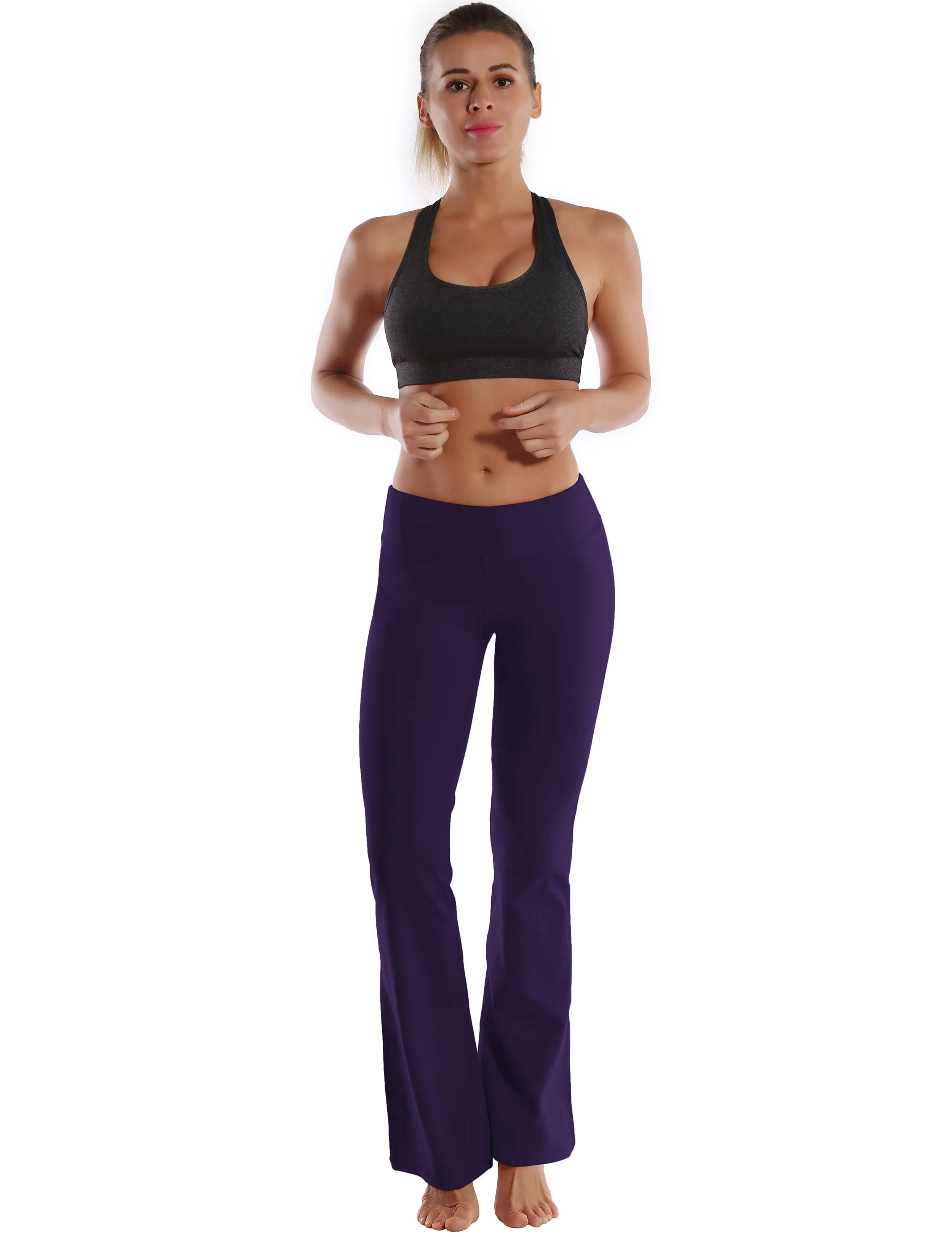 29" 31" 33" 35" 37"  Back Pockets Bootcut Leggings darkpurple_Pilates