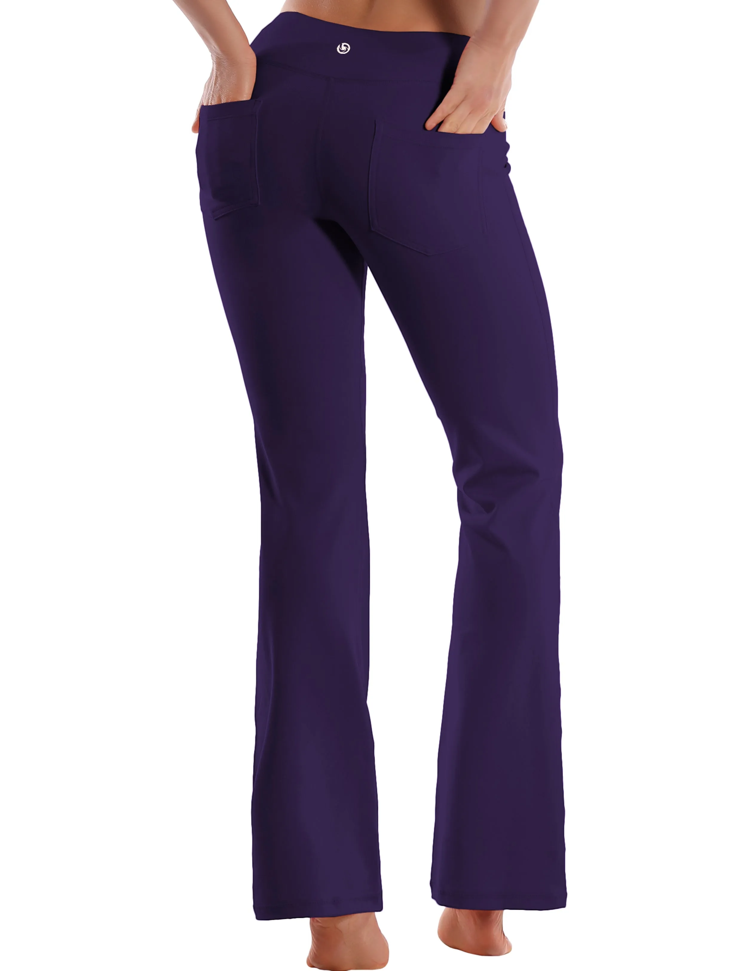29" 31" 33" 35" 37"  Back Pockets Bootcut Leggings darkpurple_Pilates
