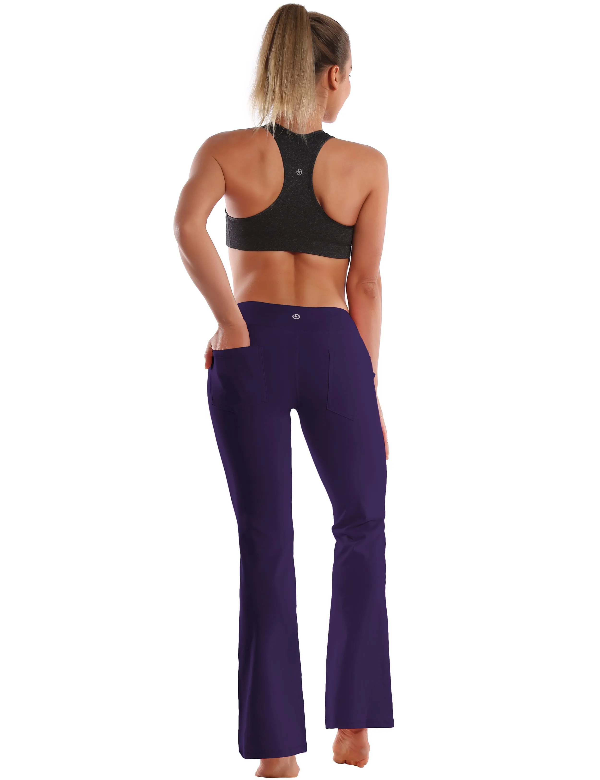 29" 31" 33" 35" 37"  Back Pockets Bootcut Leggings darkpurple_Pilates