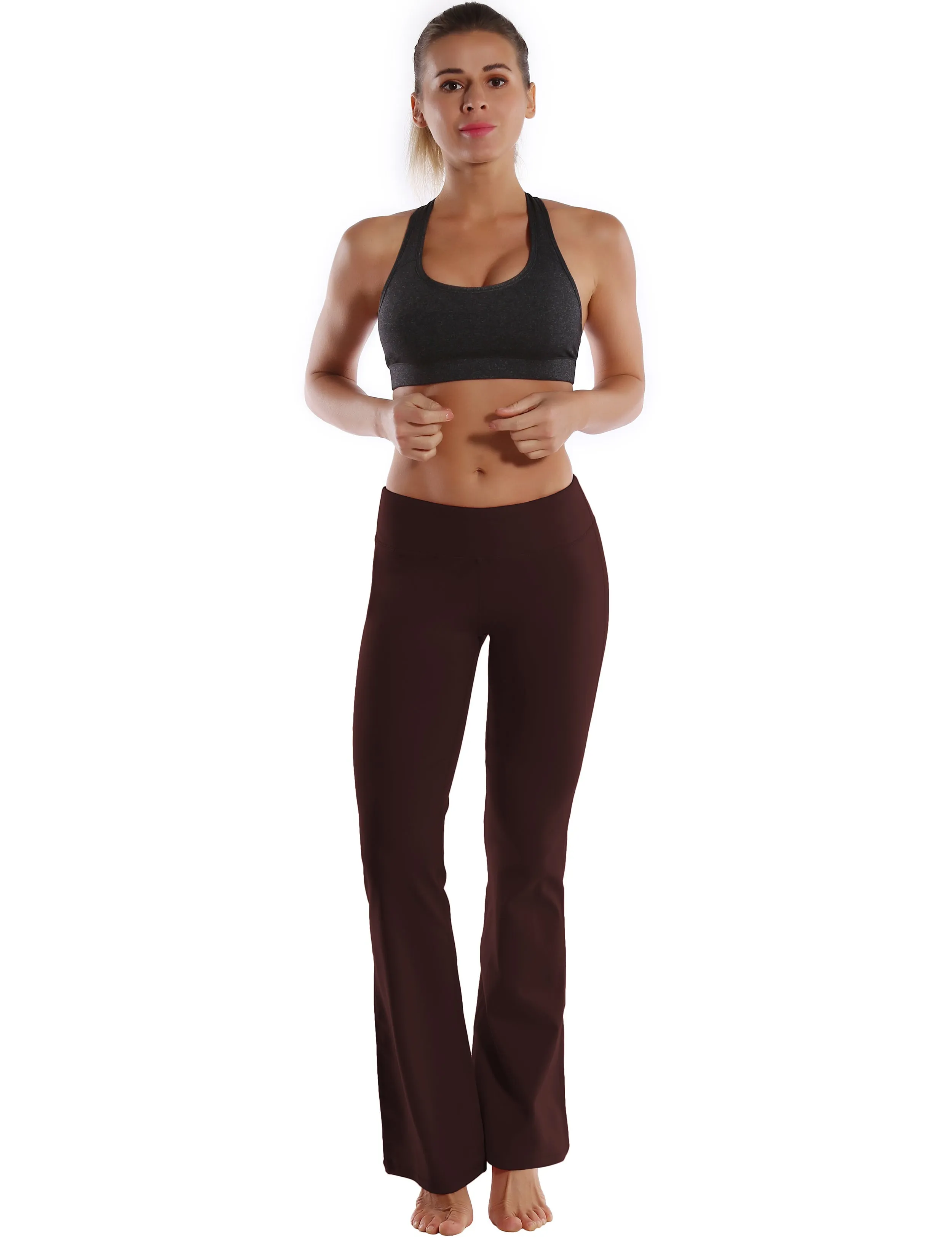 29" 31" 33" 35" 37"  Back Pockets Bootcut Leggings mahoganymaroon_yogastudio