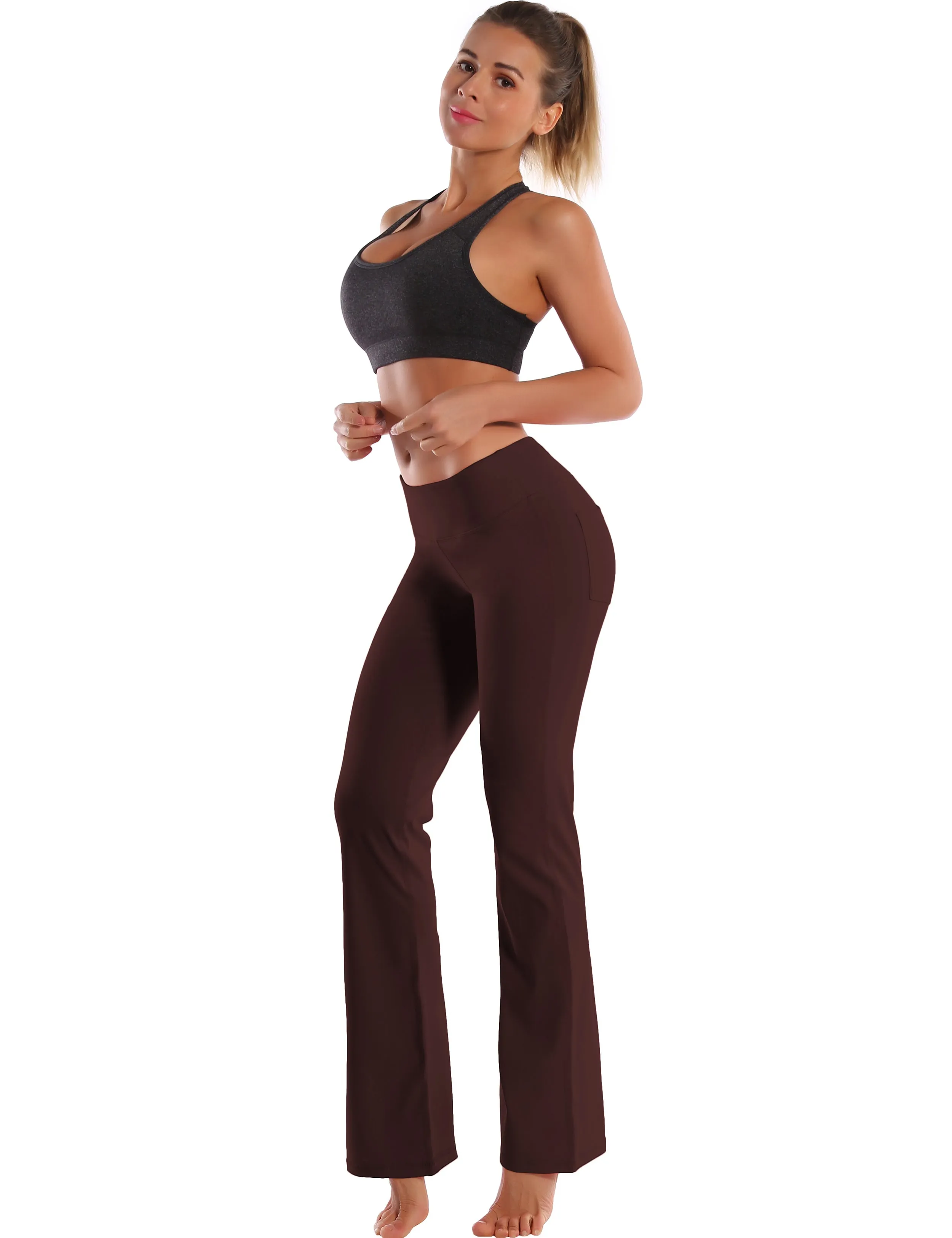29" 31" 33" 35" 37"  Back Pockets Bootcut Leggings mahoganymaroon_yogastudio