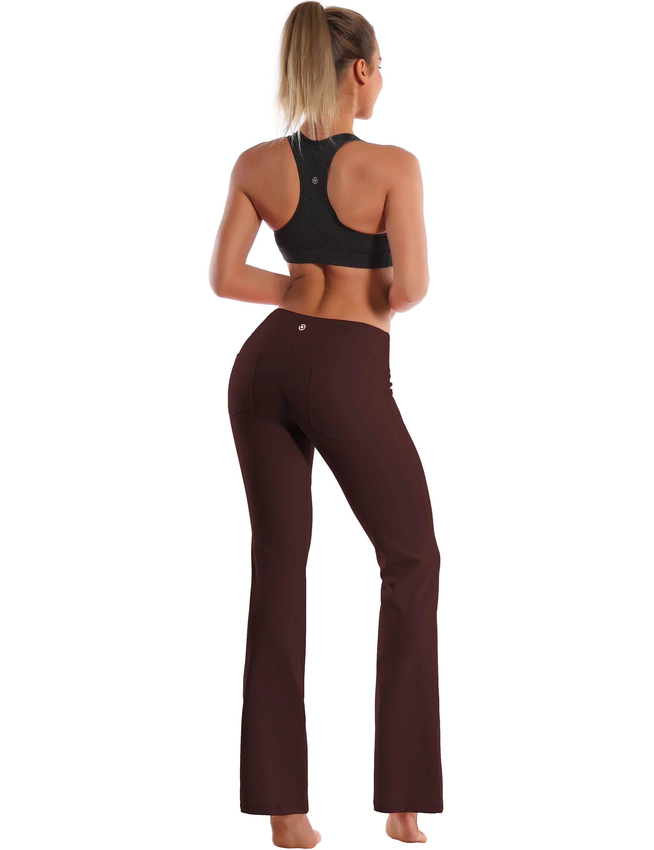 29" 31" 33" 35" 37"  Back Pockets Bootcut Leggings mahoganymaroon_yogastudio