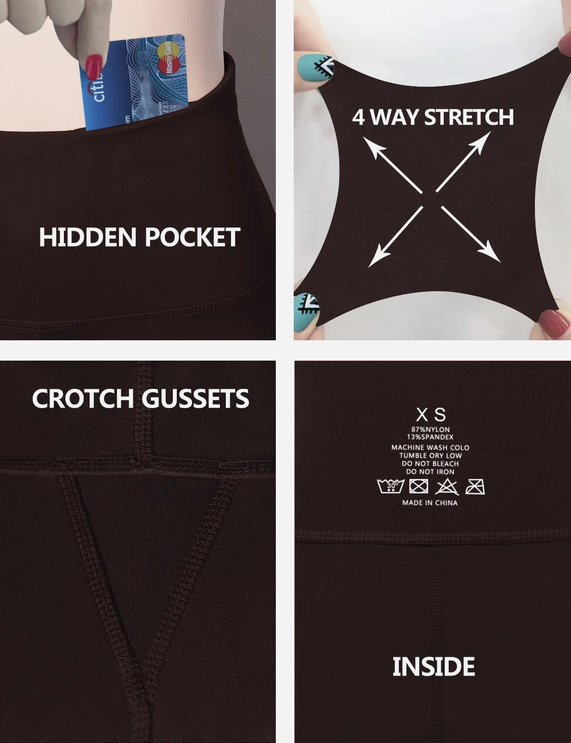 29" 31" 33" 35" 37"  Back Pockets Bootcut Leggings mahoganymaroon_yogastudio