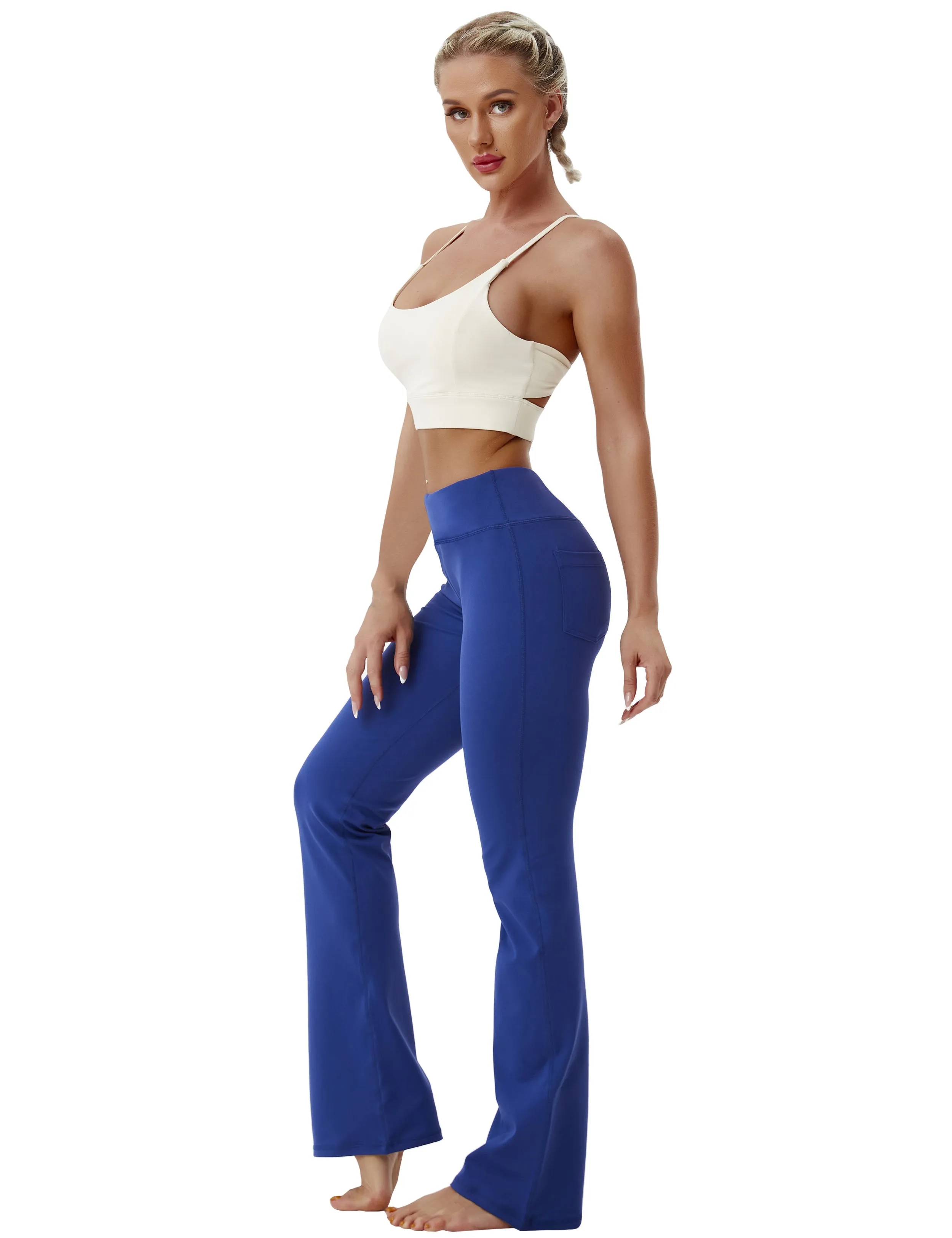 29" 31" 33" 35" 37"  Back Pockets Bootcut Leggings navy_Plus Size