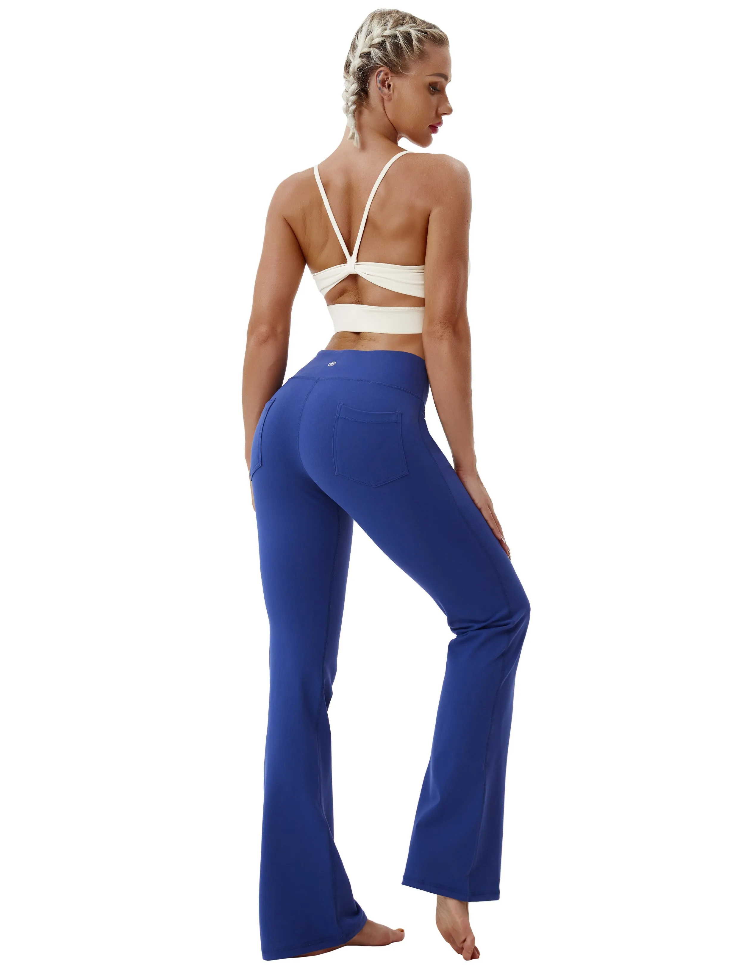 29" 31" 33" 35" 37"  Back Pockets Bootcut Leggings navy_Plus Size