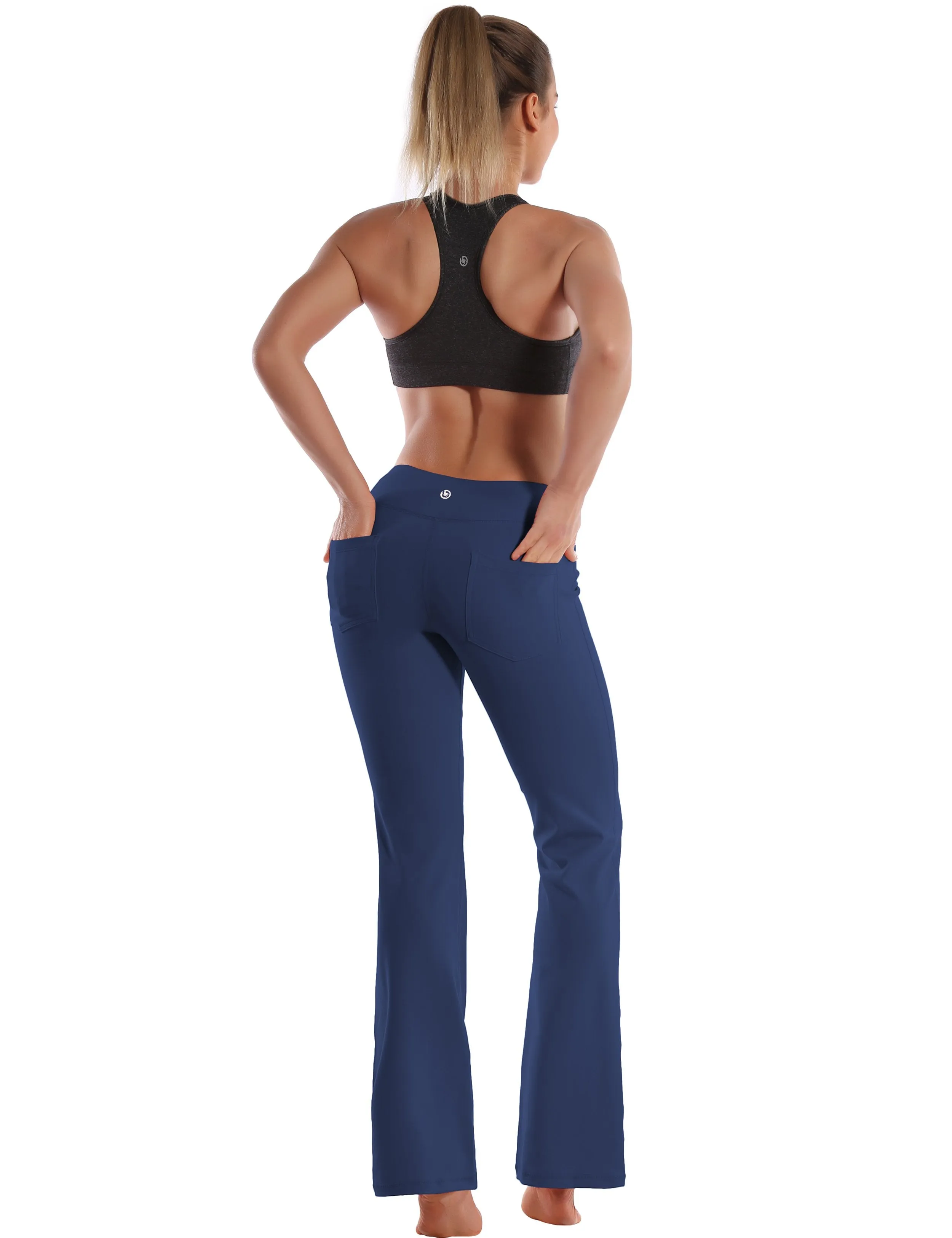 29" 31" 33" 35" 37"  Back Pockets Bootcut Leggings purplishblue ins_Golf