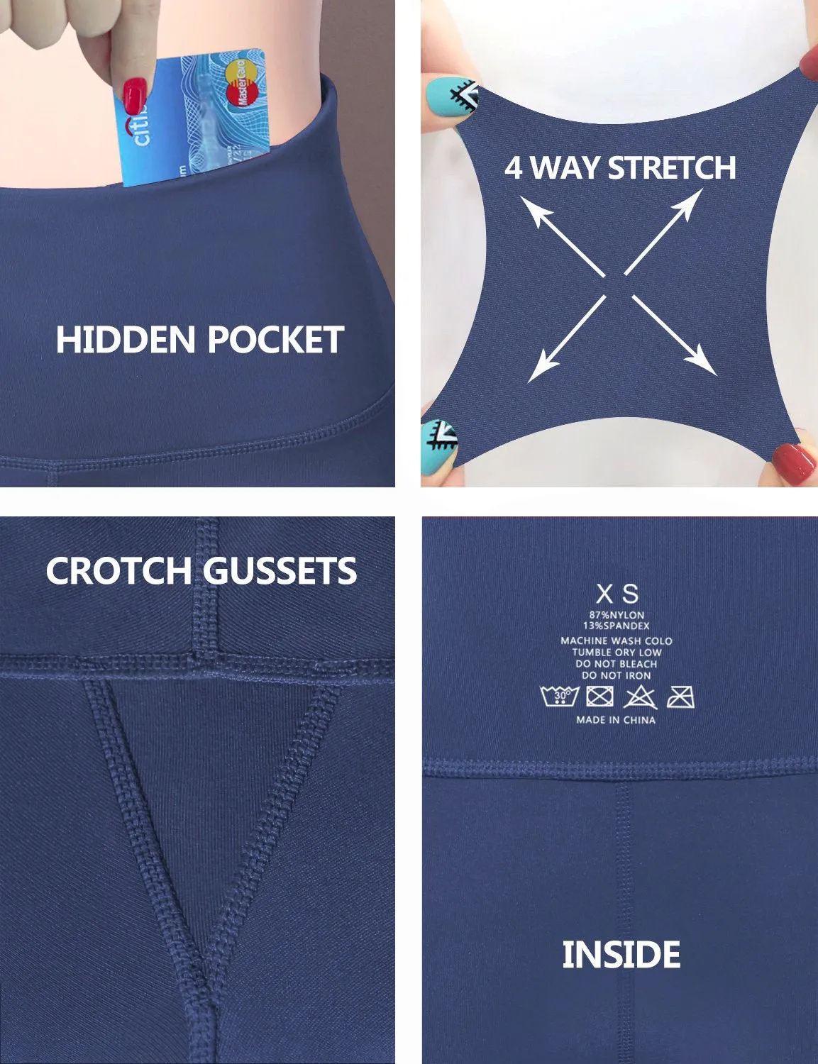 29" 31" 33" 35" 37"  Back Pockets Bootcut Leggings purplishblue ins_Golf