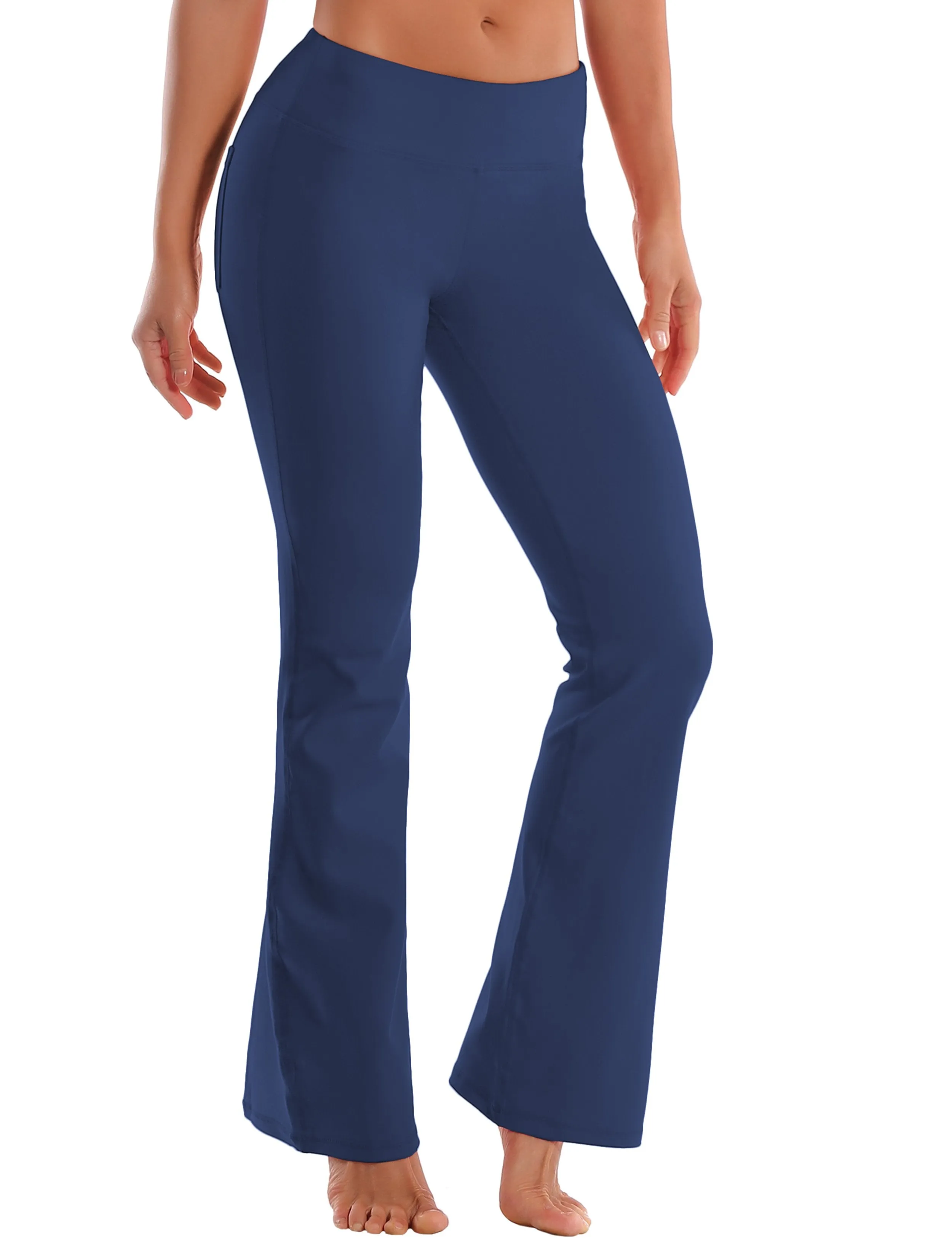 29" 31" 33" 35" 37"  Back Pockets Bootcut Leggings purplishblue ins_Golf