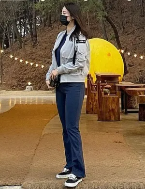 29" 31" 33" 35" 37"  Back Pockets Bootcut Leggings purplishblue ins_Golf