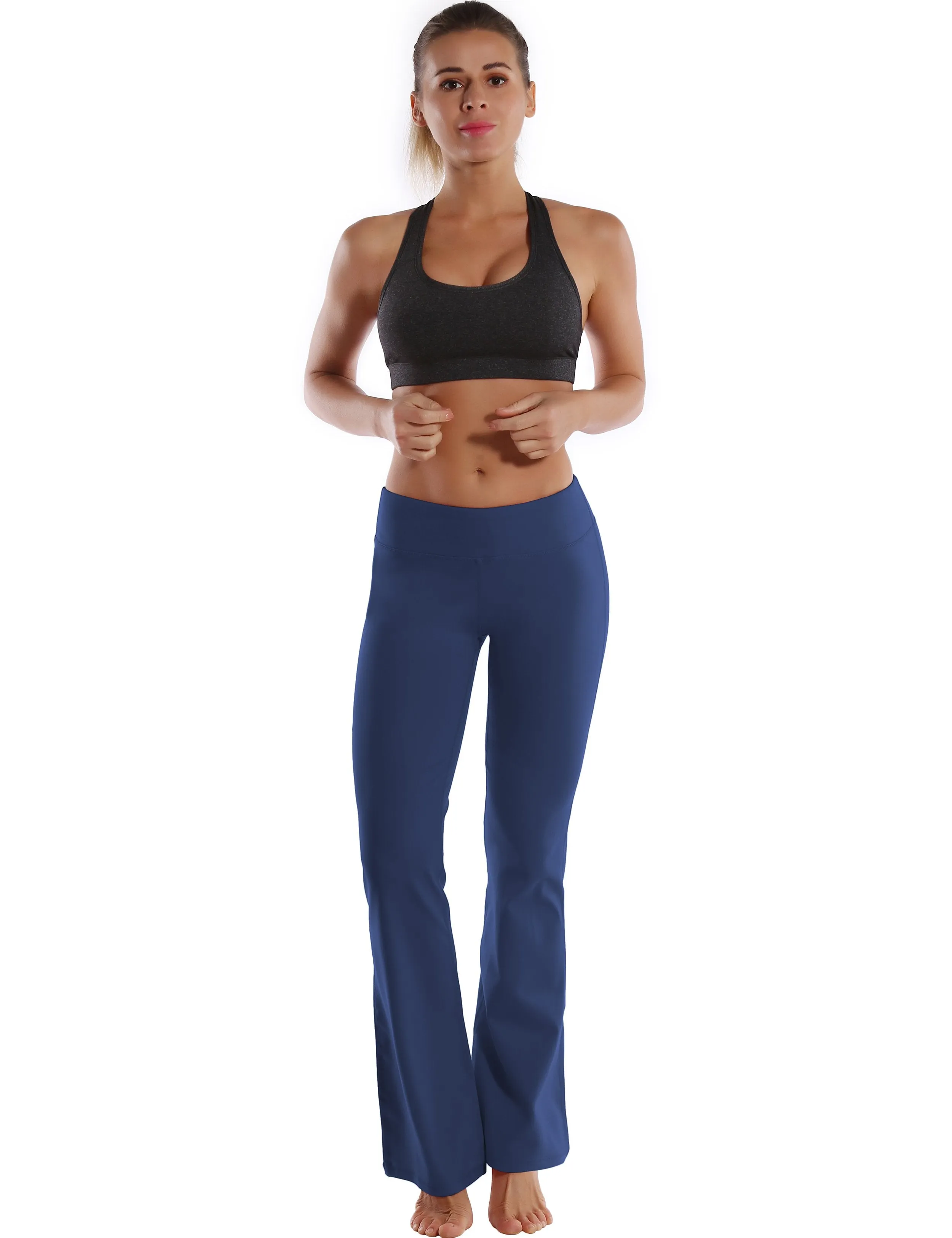 29" 31" 33" 35" 37"  Back Pockets Bootcut Leggings purplishblue ins_Golf