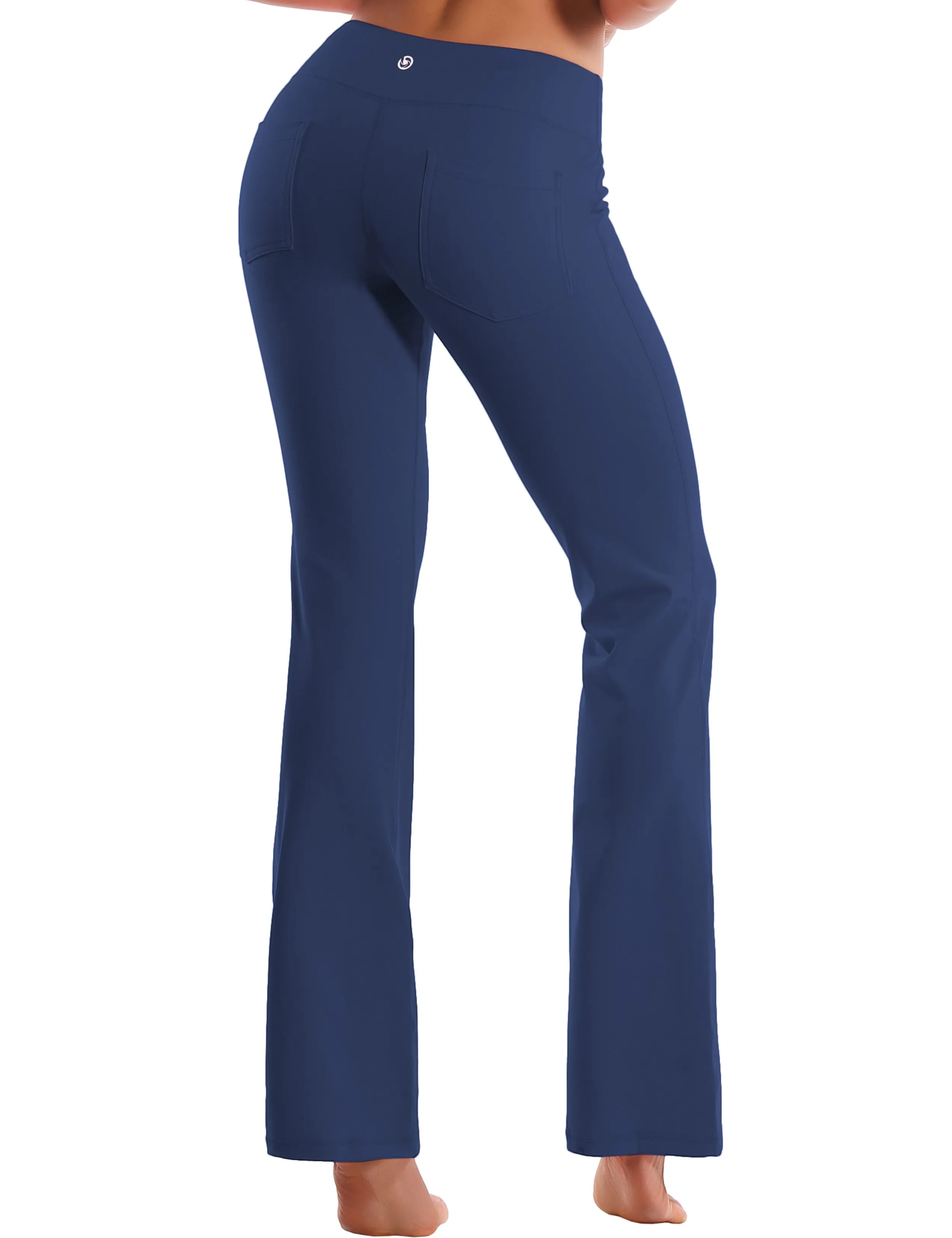 29" 31" 33" 35" 37"  Back Pockets Bootcut Leggings purplishblue ins_Golf