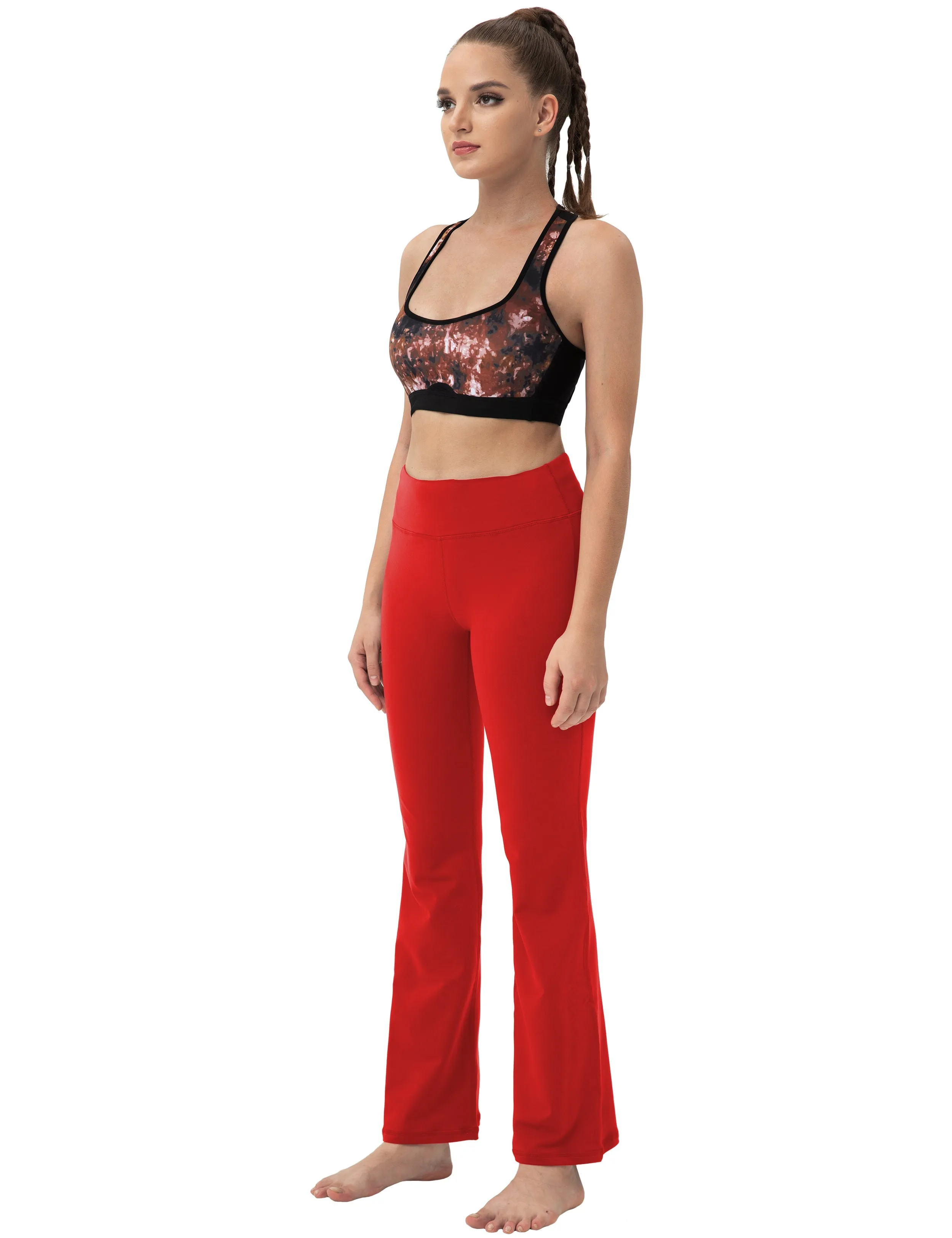 29" 31" 33" 35" 37"  Back Pockets Bootcut Leggings scarlet_Gym