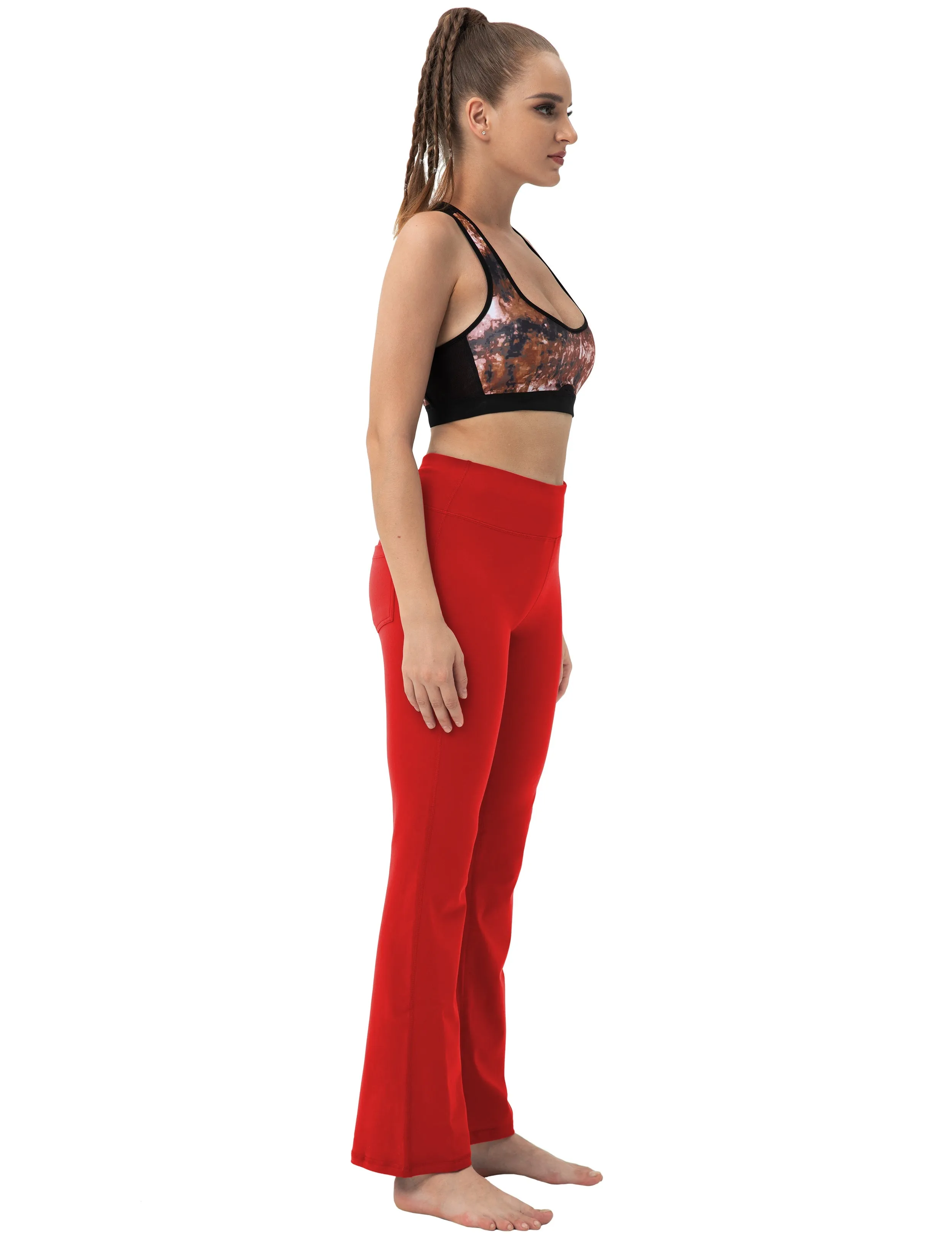 29" 31" 33" 35" 37"  Back Pockets Bootcut Leggings scarlet_Gym