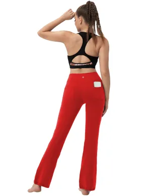 29" 31" 33" 35" 37"  Back Pockets Bootcut Leggings scarlet_Gym