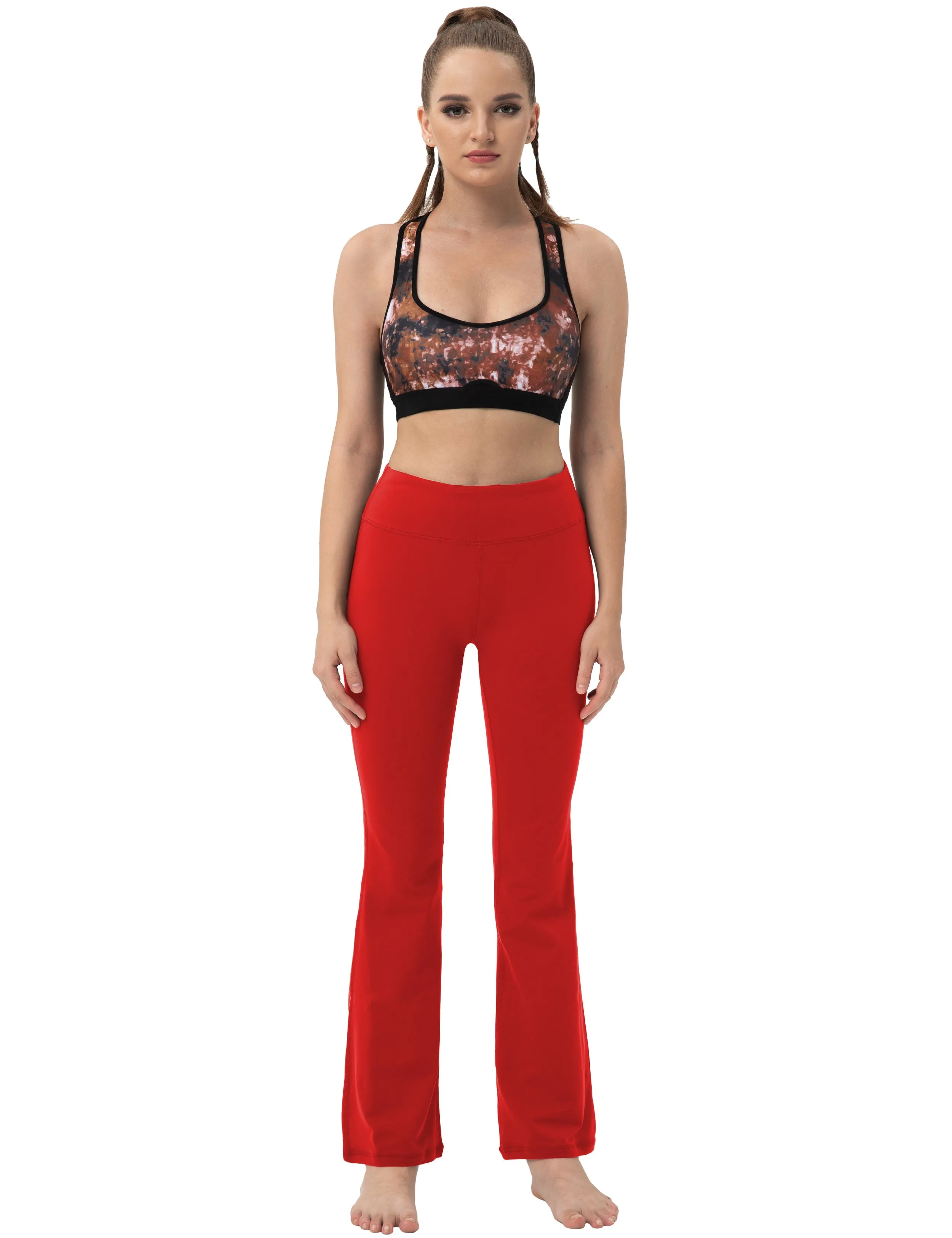 29" 31" 33" 35" 37"  Back Pockets Bootcut Leggings scarlet_Gym
