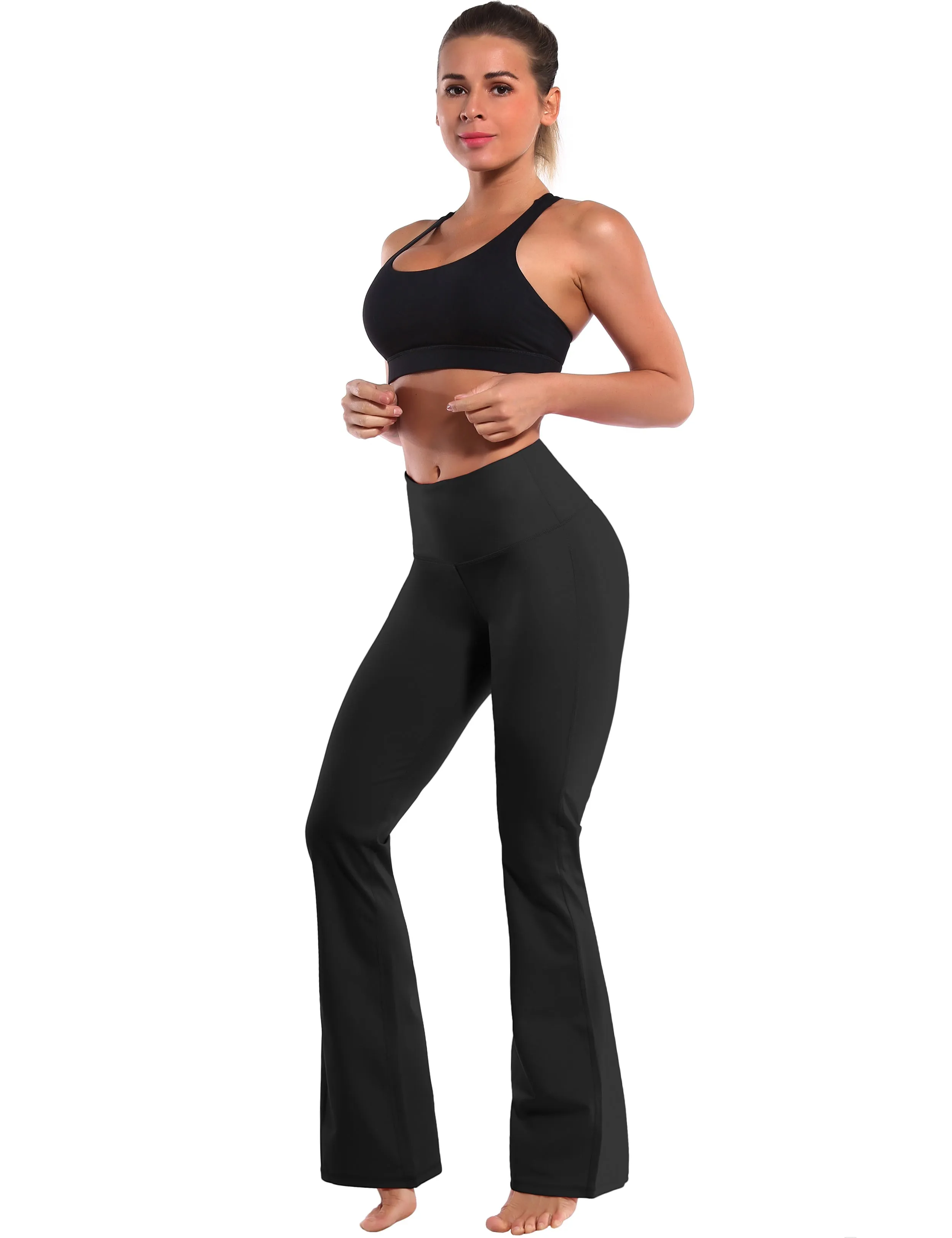 29" 31" 33" 35" 37" High Waist Bootcut Leggings Black ins_Plus Size