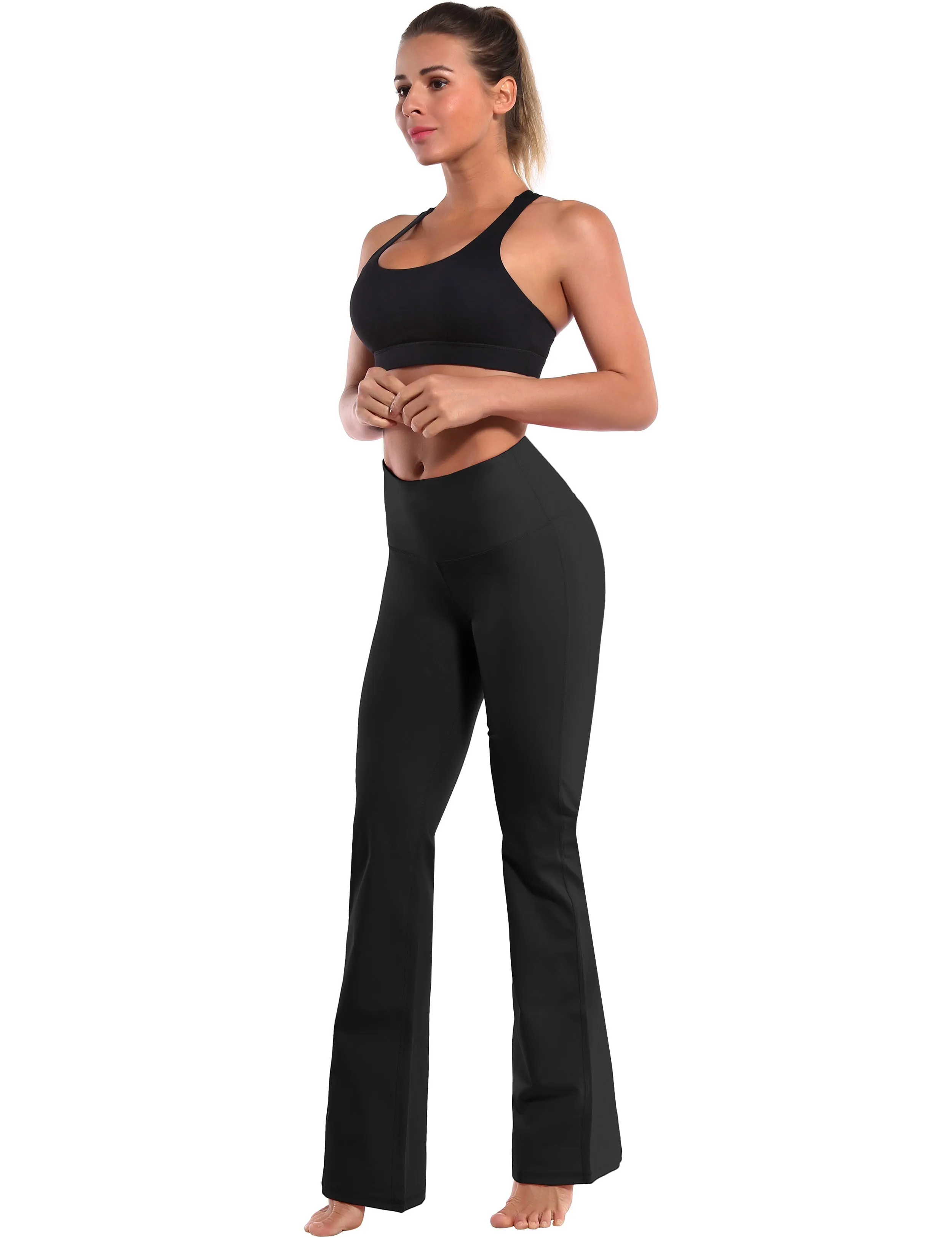29" 31" 33" 35" 37" High Waist Bootcut Leggings Black ins_Plus Size