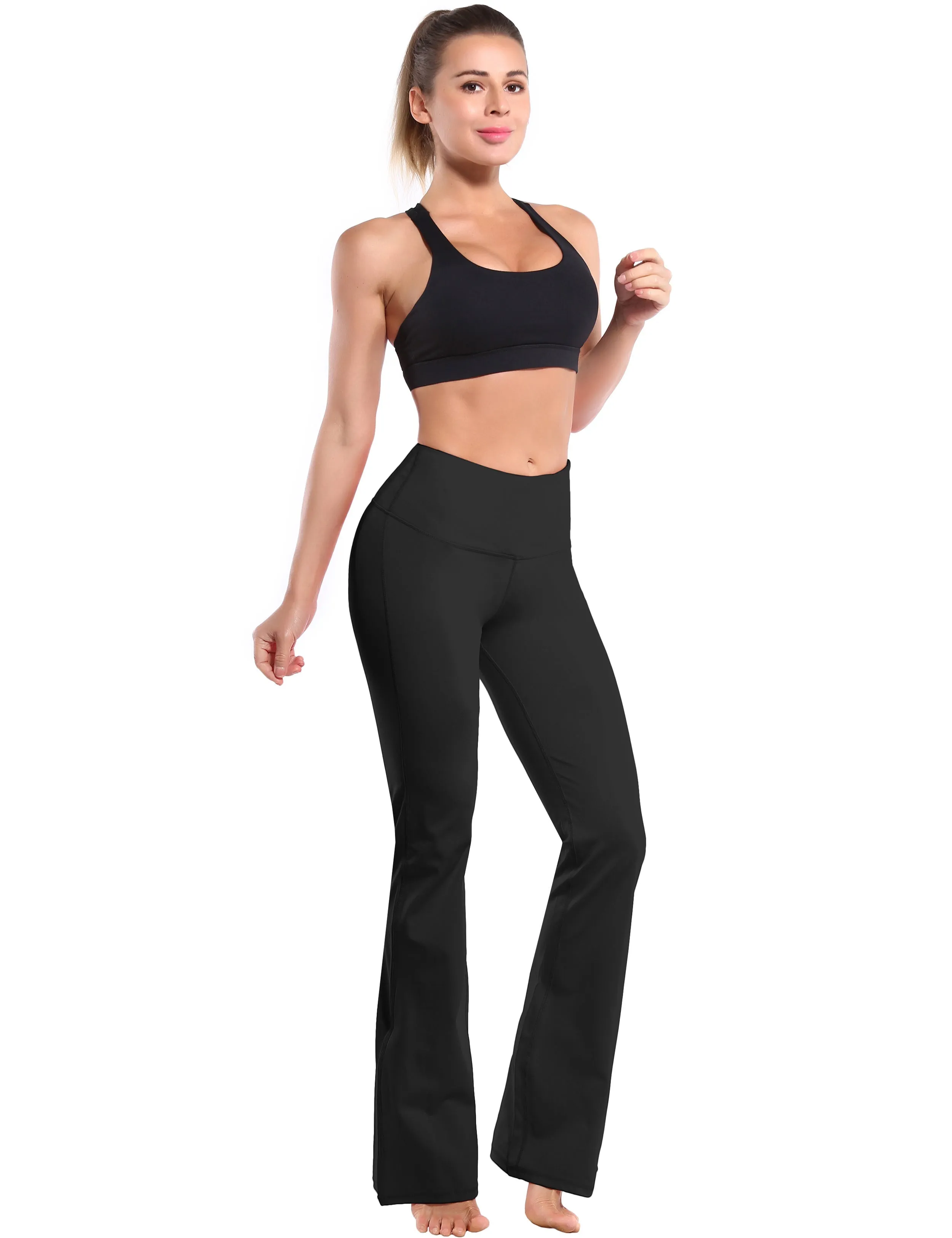 29" 31" 33" 35" 37" High Waist Bootcut Leggings Black ins_Plus Size