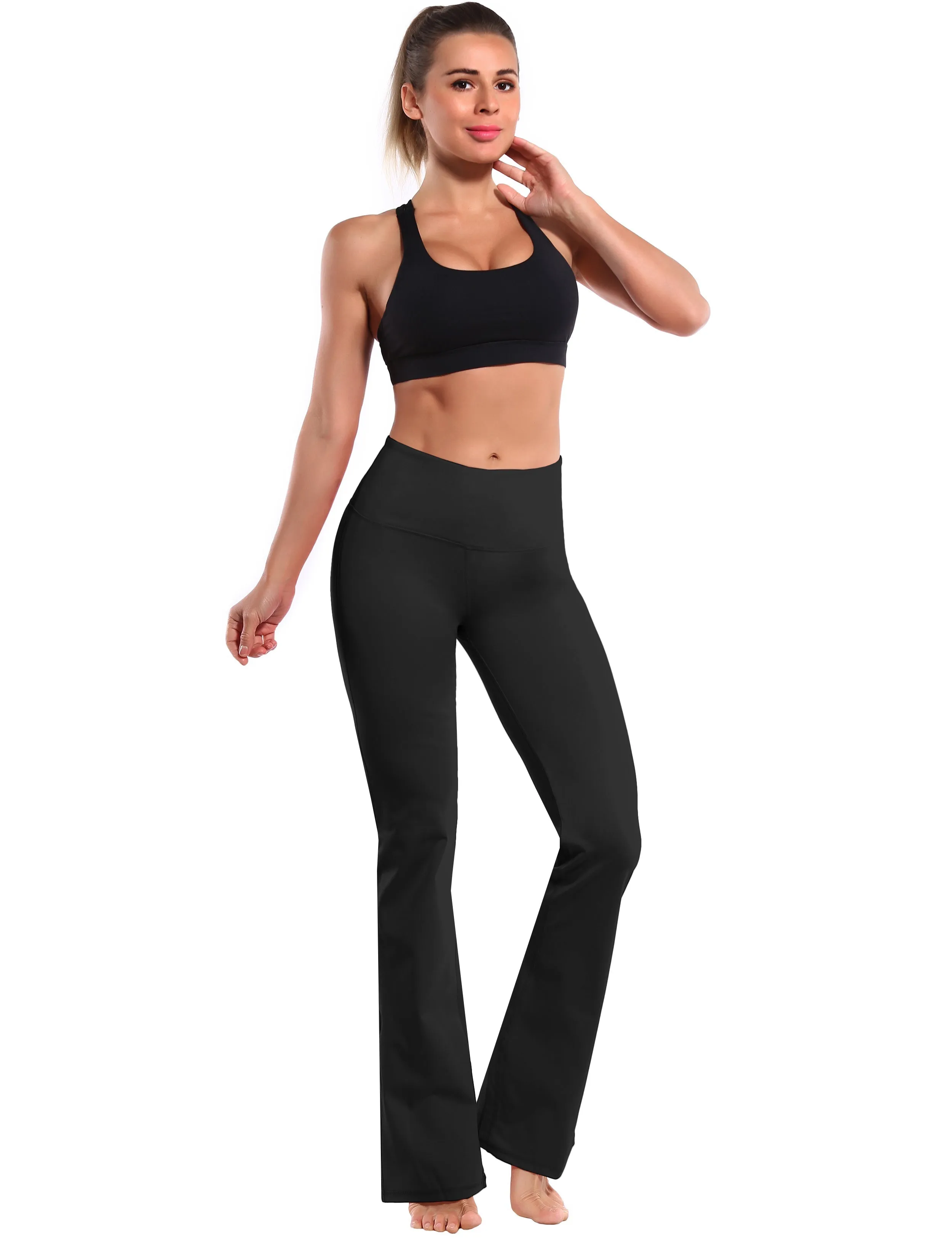 29" 31" 33" 35" 37" High Waist Bootcut Leggings Black ins_Plus Size