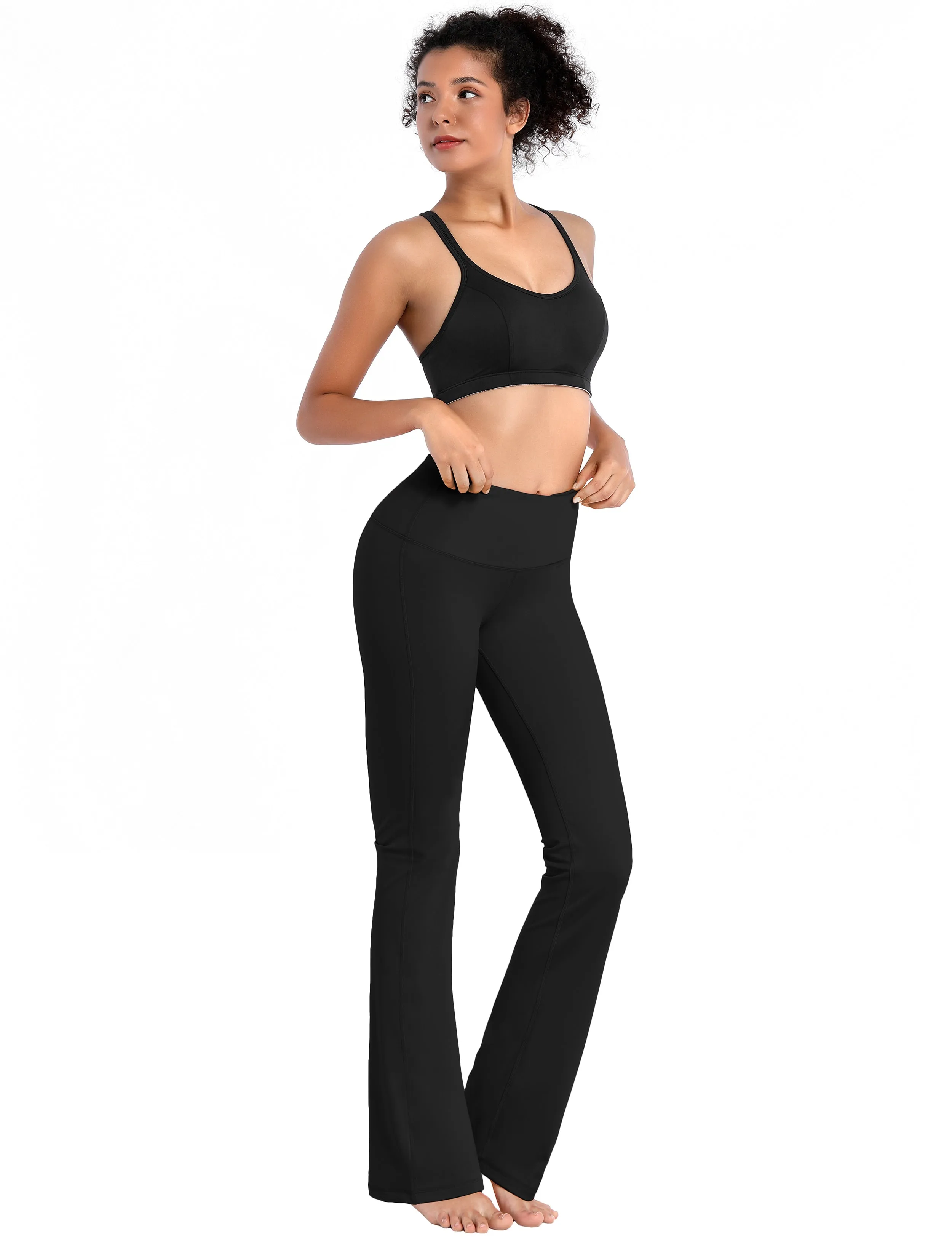 29" 31" 33" 35" 37" High Waist Bootcut Leggings Black ins_Plus Size