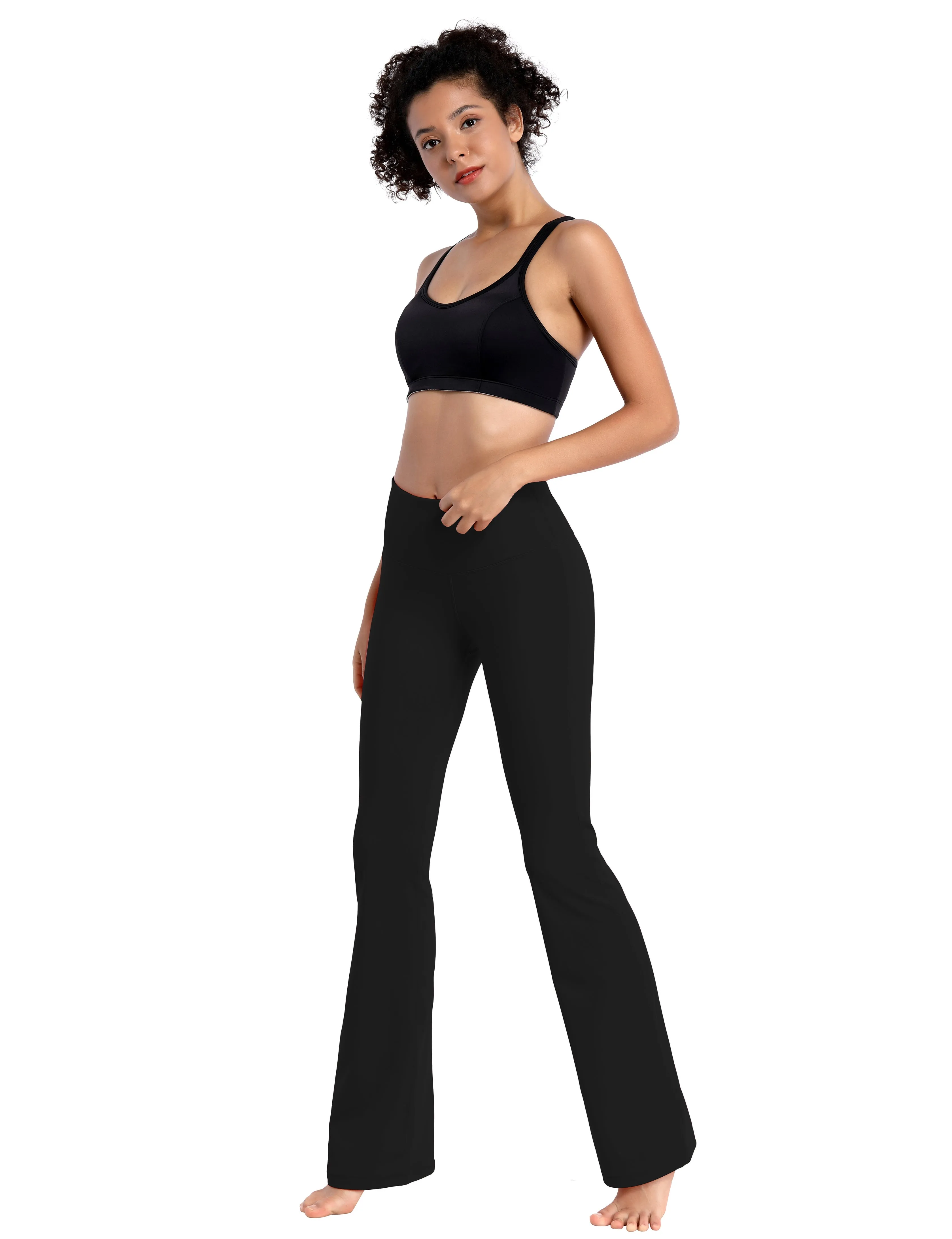 29" 31" 33" 35" 37" High Waist Bootcut Leggings Black ins_Plus Size