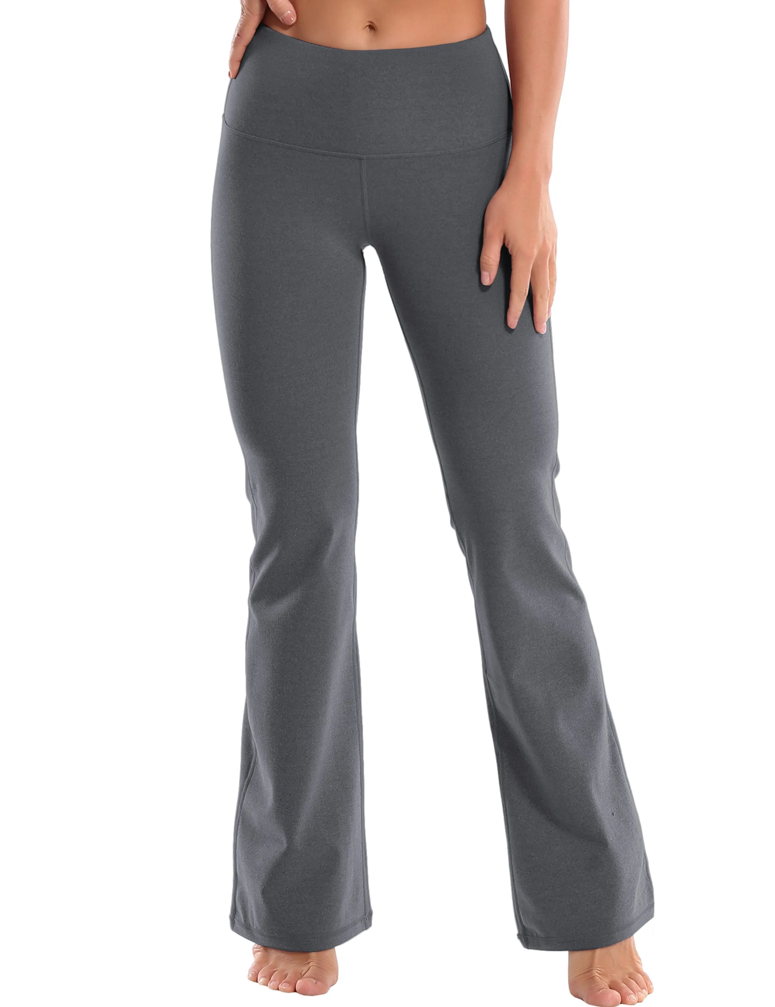 29" 31" 33" 35" 37" High Waist Bootcut Leggings heathercharcoal ins_Golf