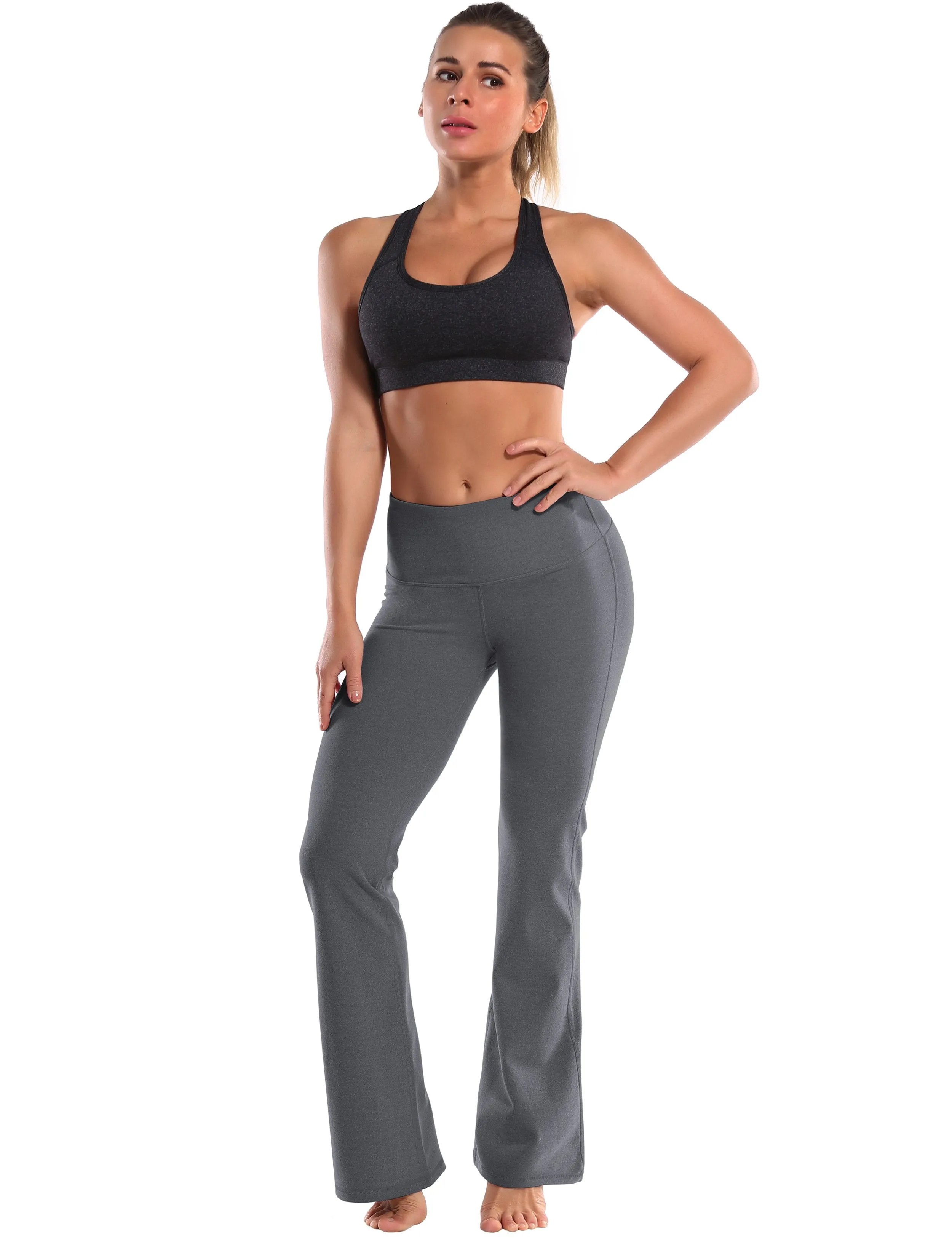 29" 31" 33" 35" 37" High Waist Bootcut Leggings heathercharcoal ins_Golf