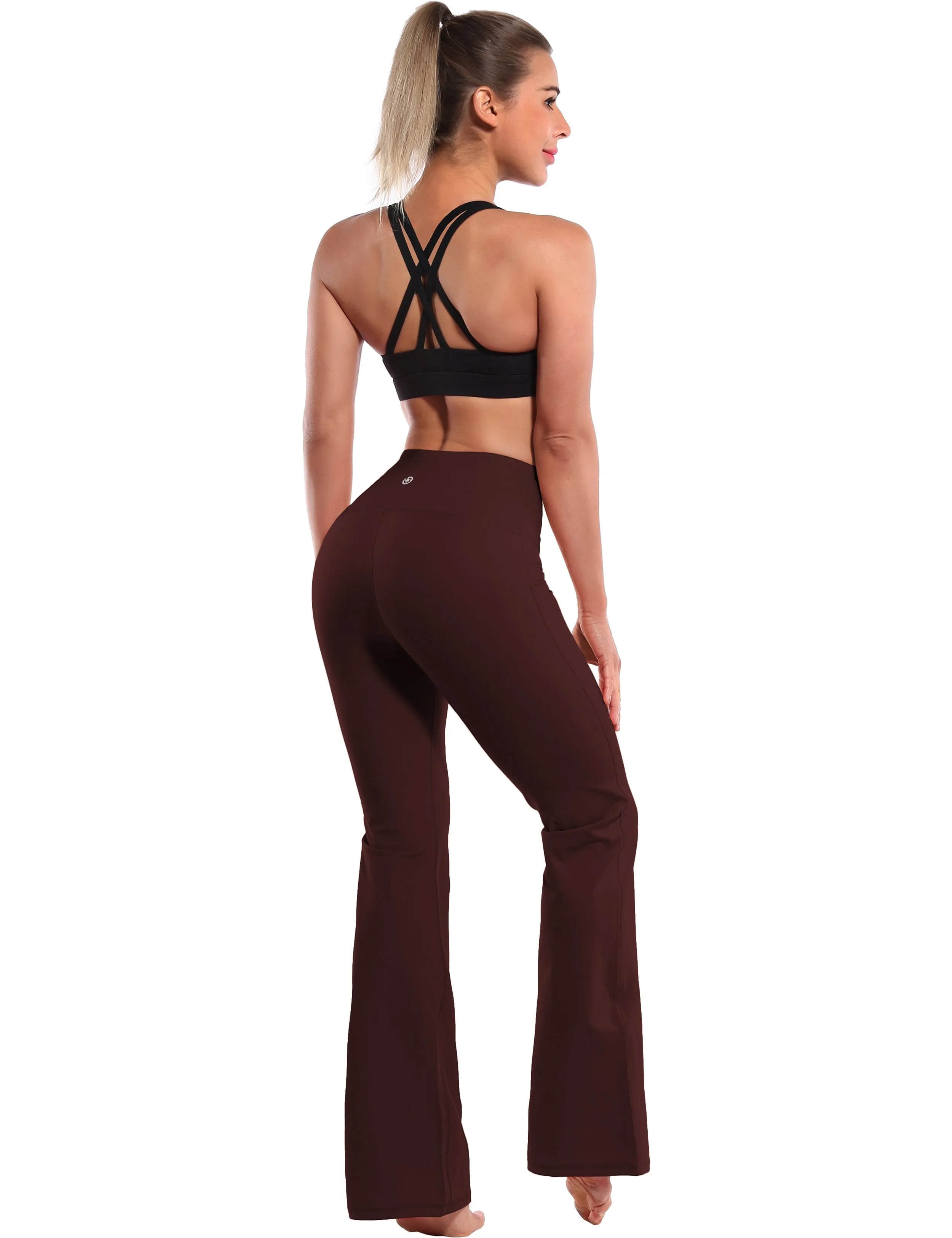 29" 31" 33" 35" 37" High Waist Bootcut Leggings Mahoganymaroon ins_Biking