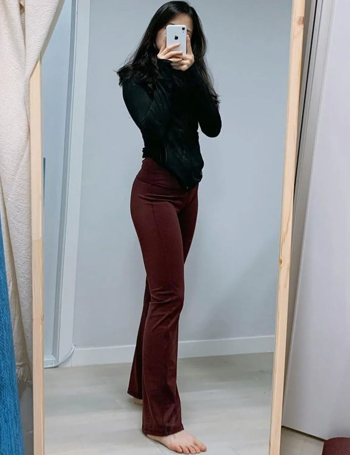 29" 31" 33" 35" 37" High Waist Bootcut Leggings Mahoganymaroon ins_Biking