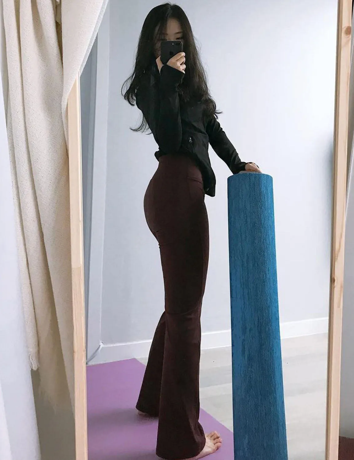 29" 31" 33" 35" 37" High Waist Bootcut Leggings Mahoganymaroon ins_Biking