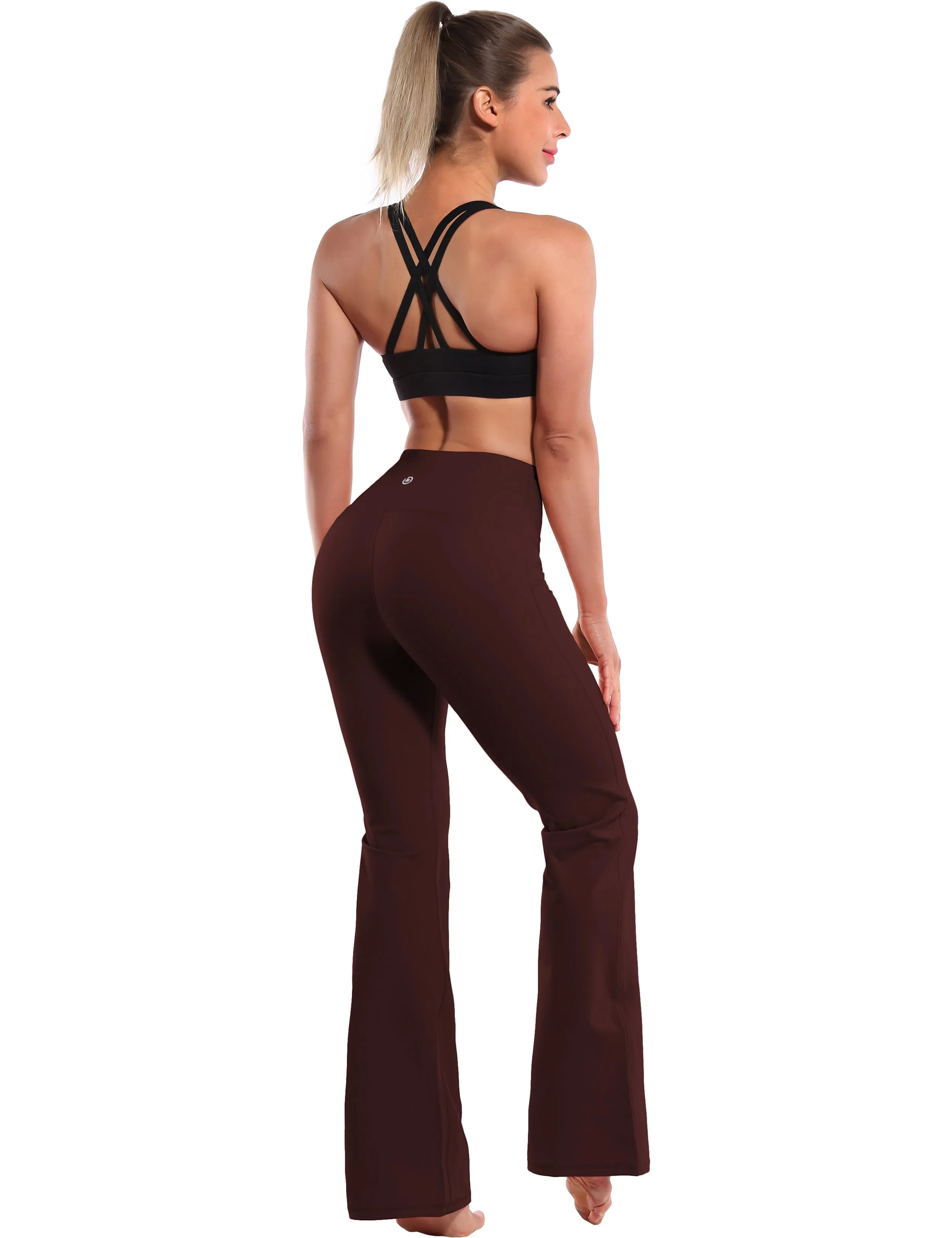 29" 31" 33" 35" 37" High Waist Bootcut Leggings Mahoganymaroon_Gym