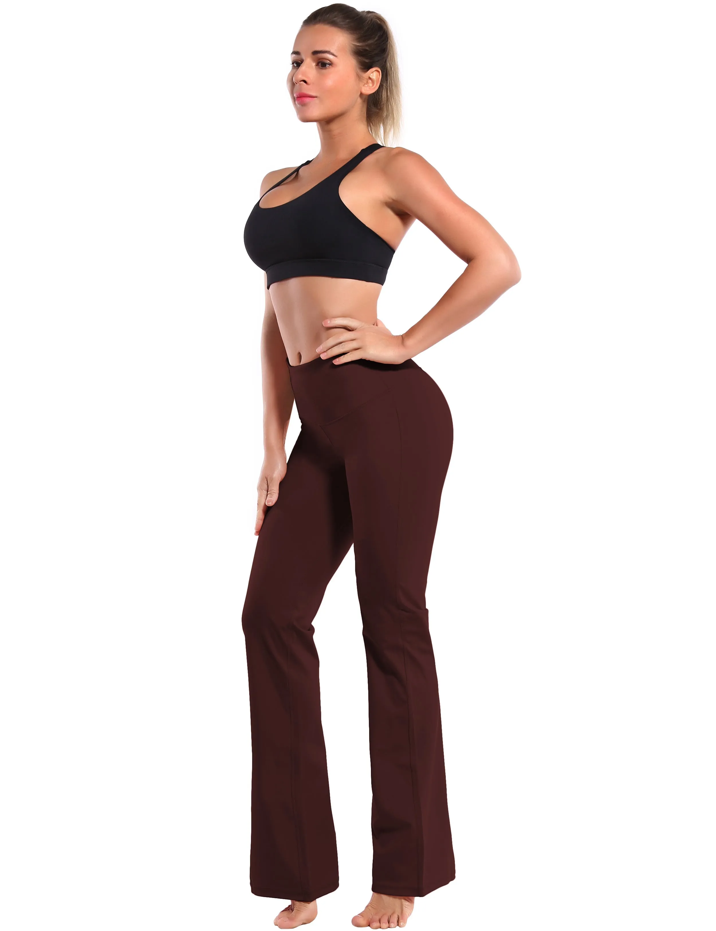 29" 31" 33" 35" 37" High Waist Bootcut Leggings Mahoganymaroon_Gym